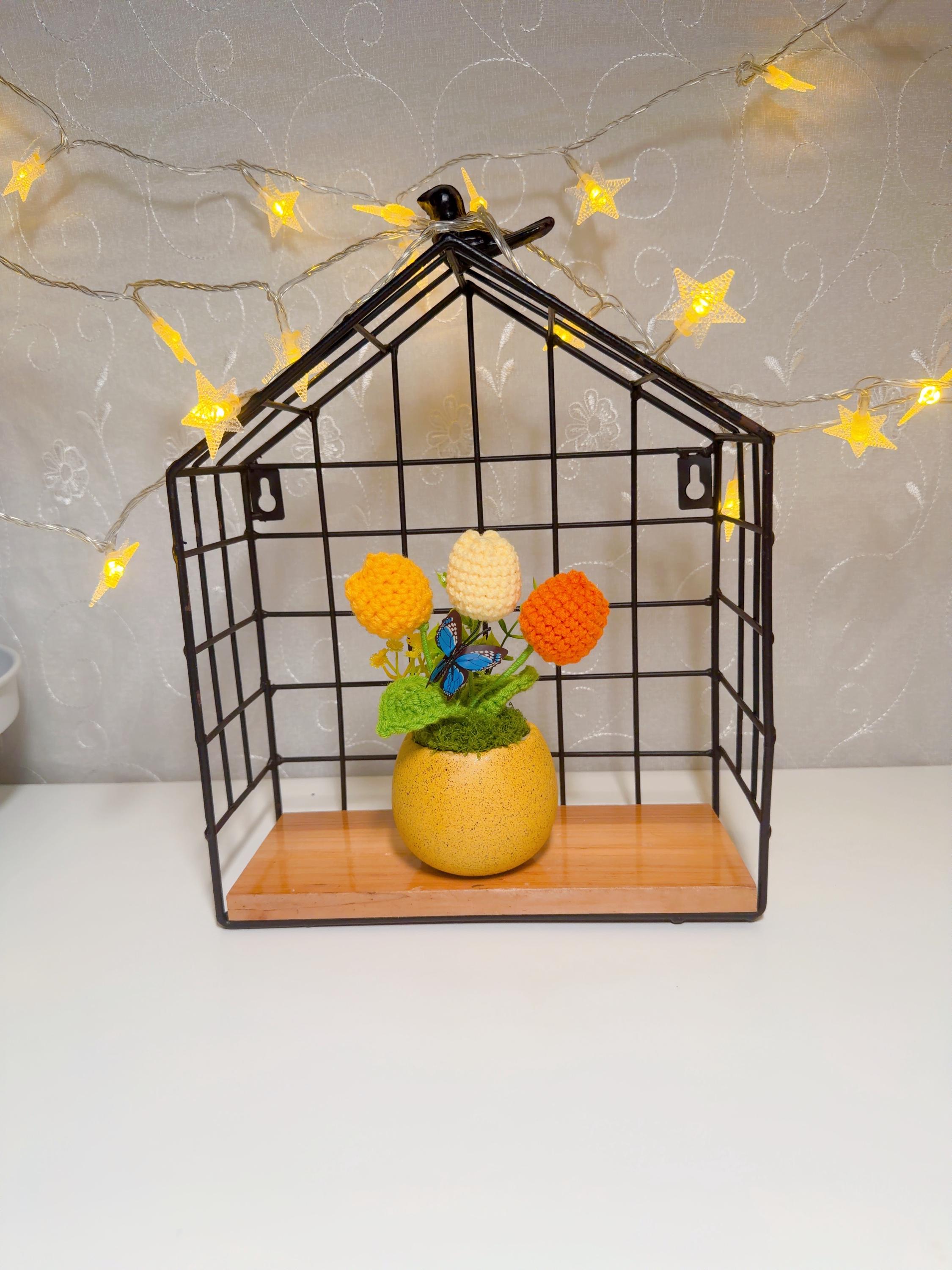 Orange, Yellow & Cream Crochet Tulip Arrangement, product photo 15