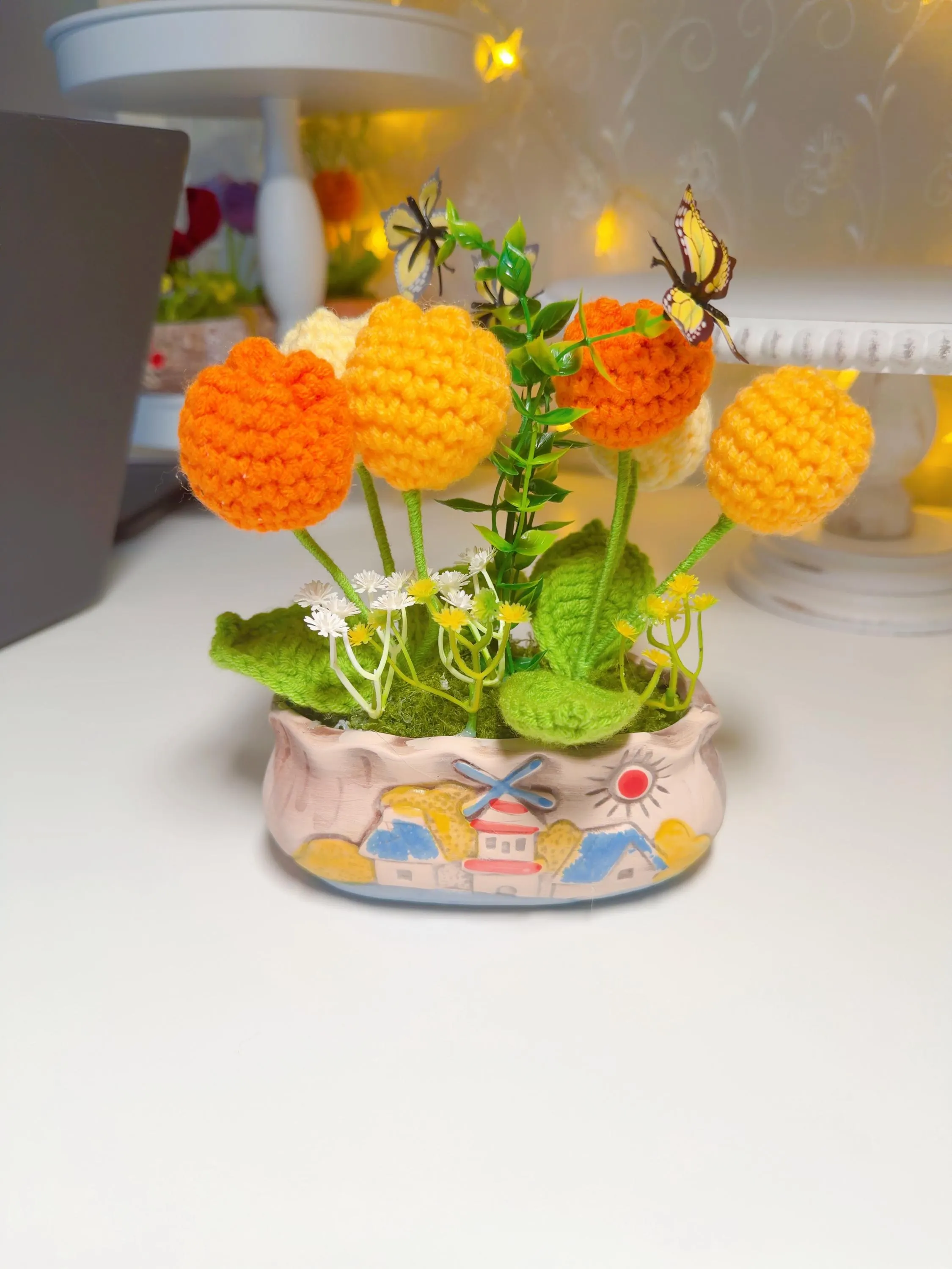 Orange & Yellow Crochet Tulip Arrangement, product photo 21