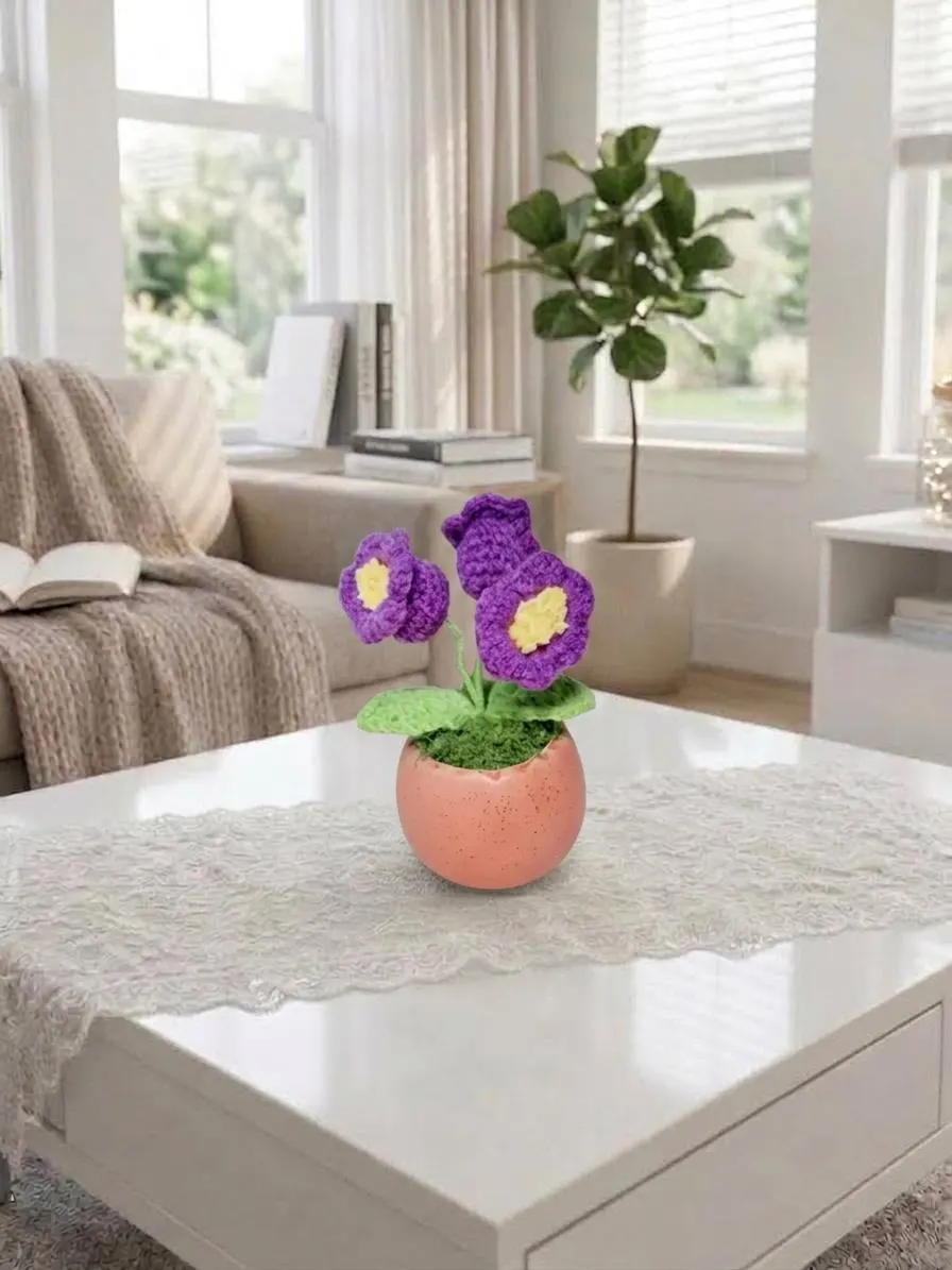 Crochet Daisy & Bell Flower Pot, product photo 5