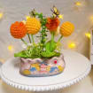 Orange & Yellow Crochet Tulip Arrangement, product photo 5
