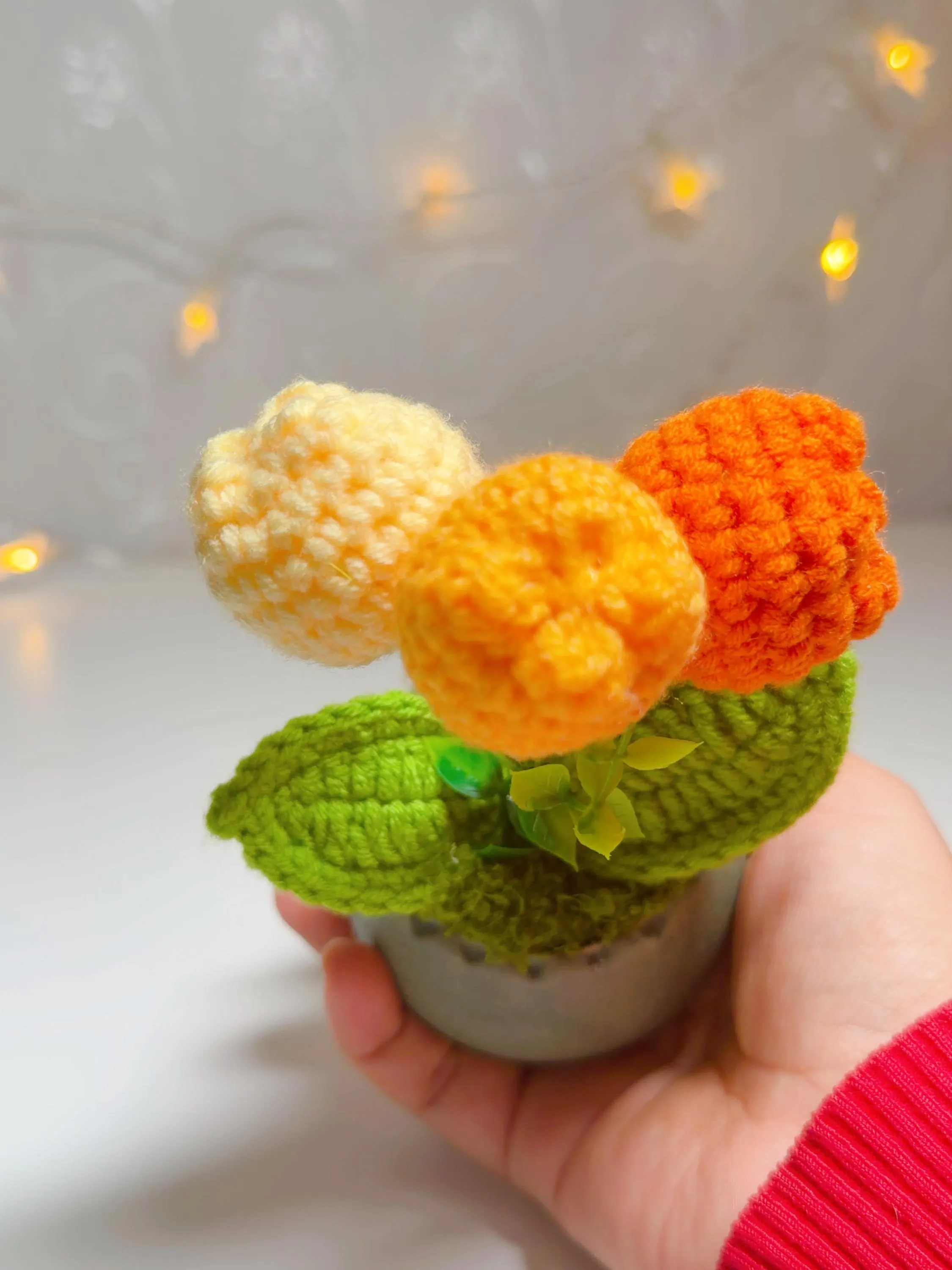Orange & Cream Crochet Tulip Arrangement, product photo 10