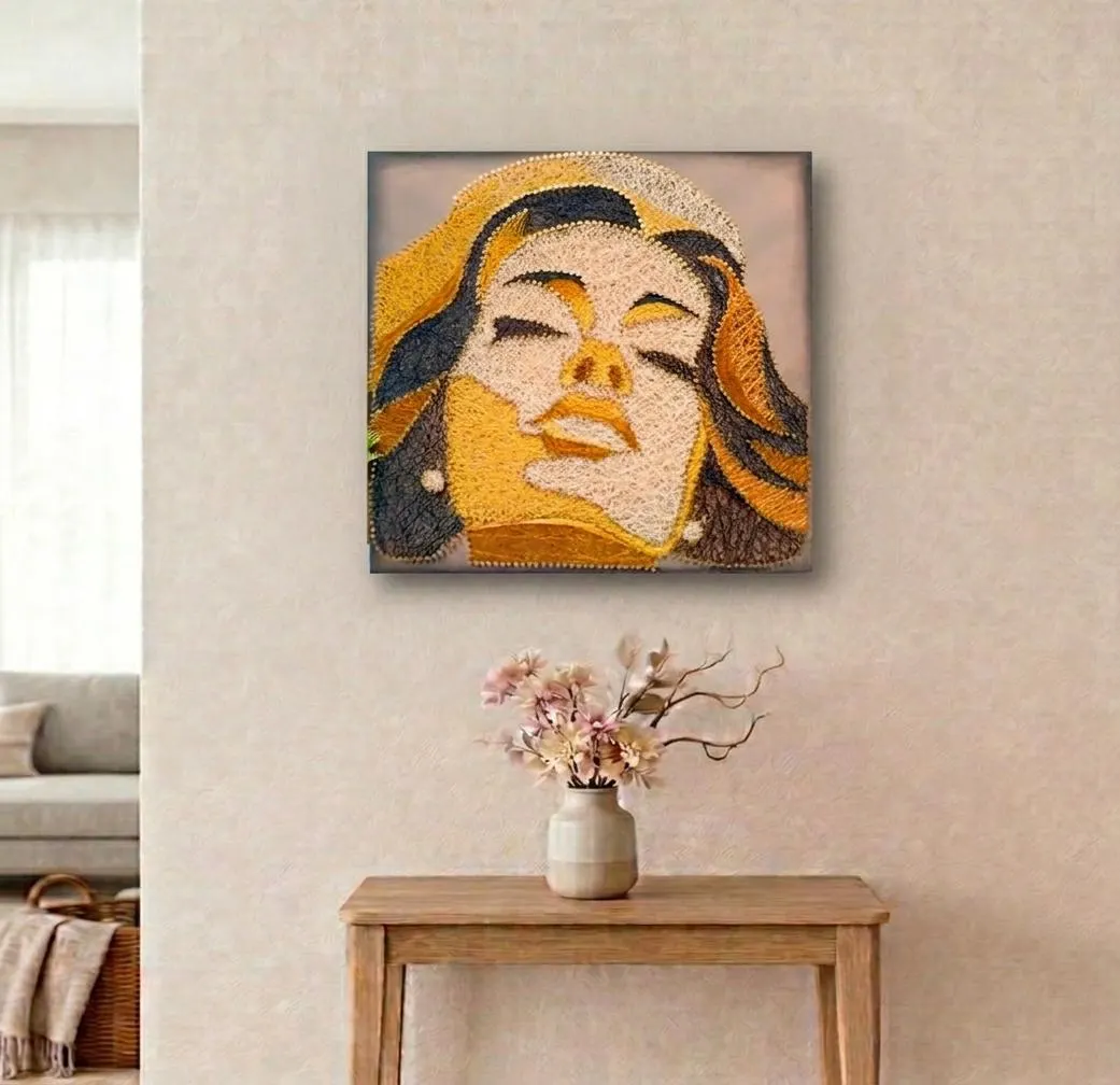 String Art Woman Face Decor | Handmade Boho, product photo 1