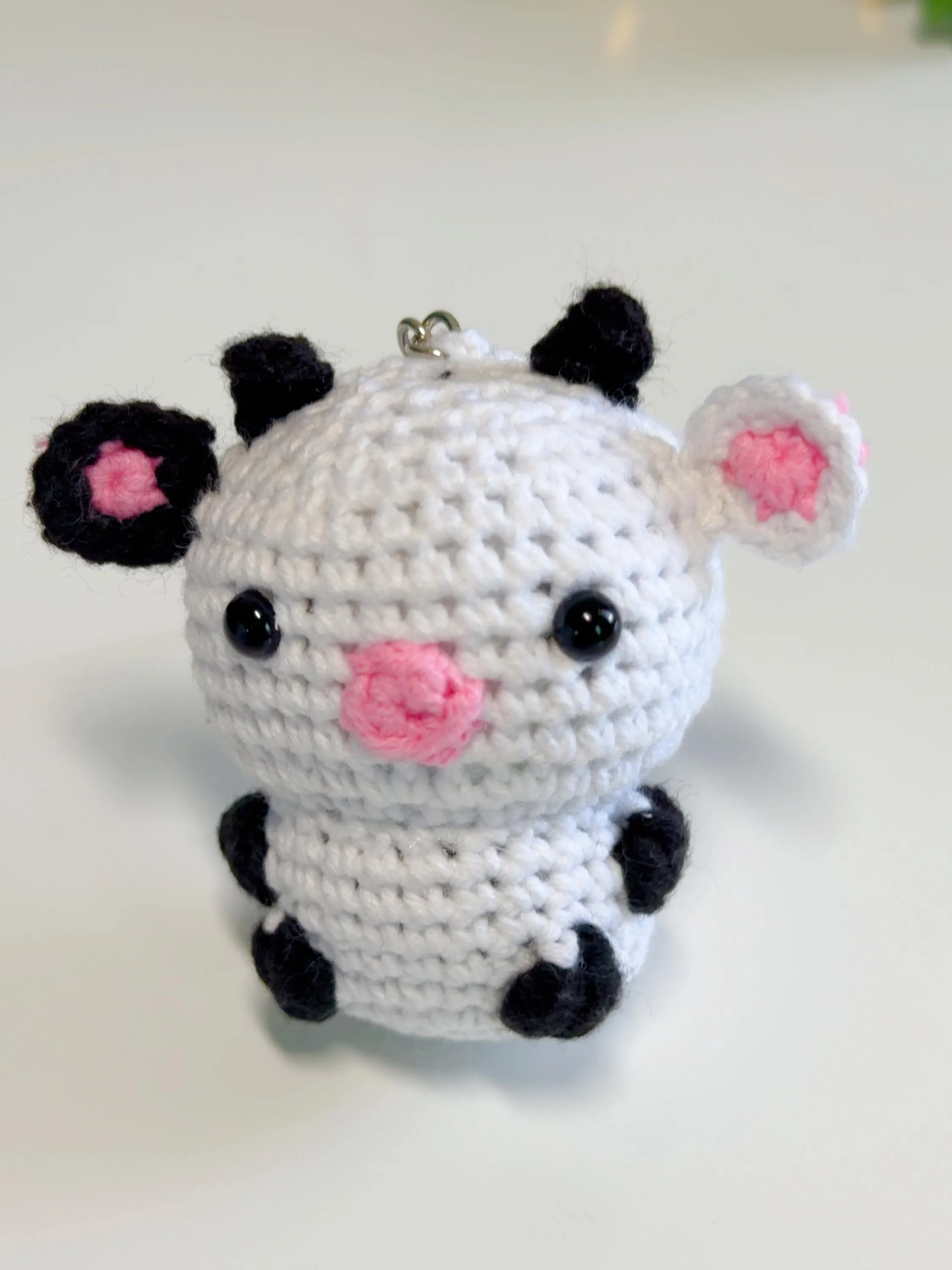 Mini Crochet Cow Keychain, product photo 6