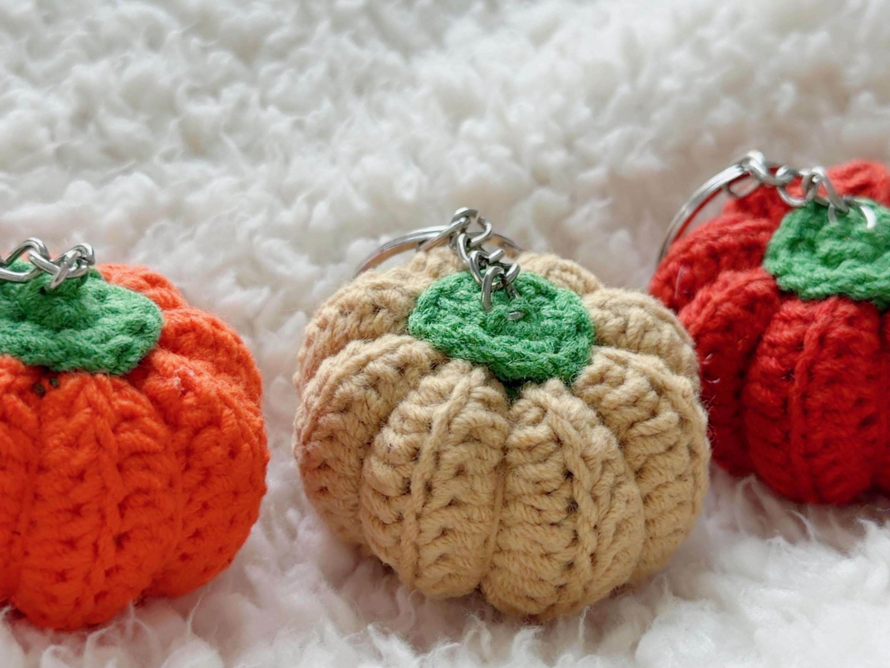 Handmade Crochet Pumpkin Keychain, product photo 9