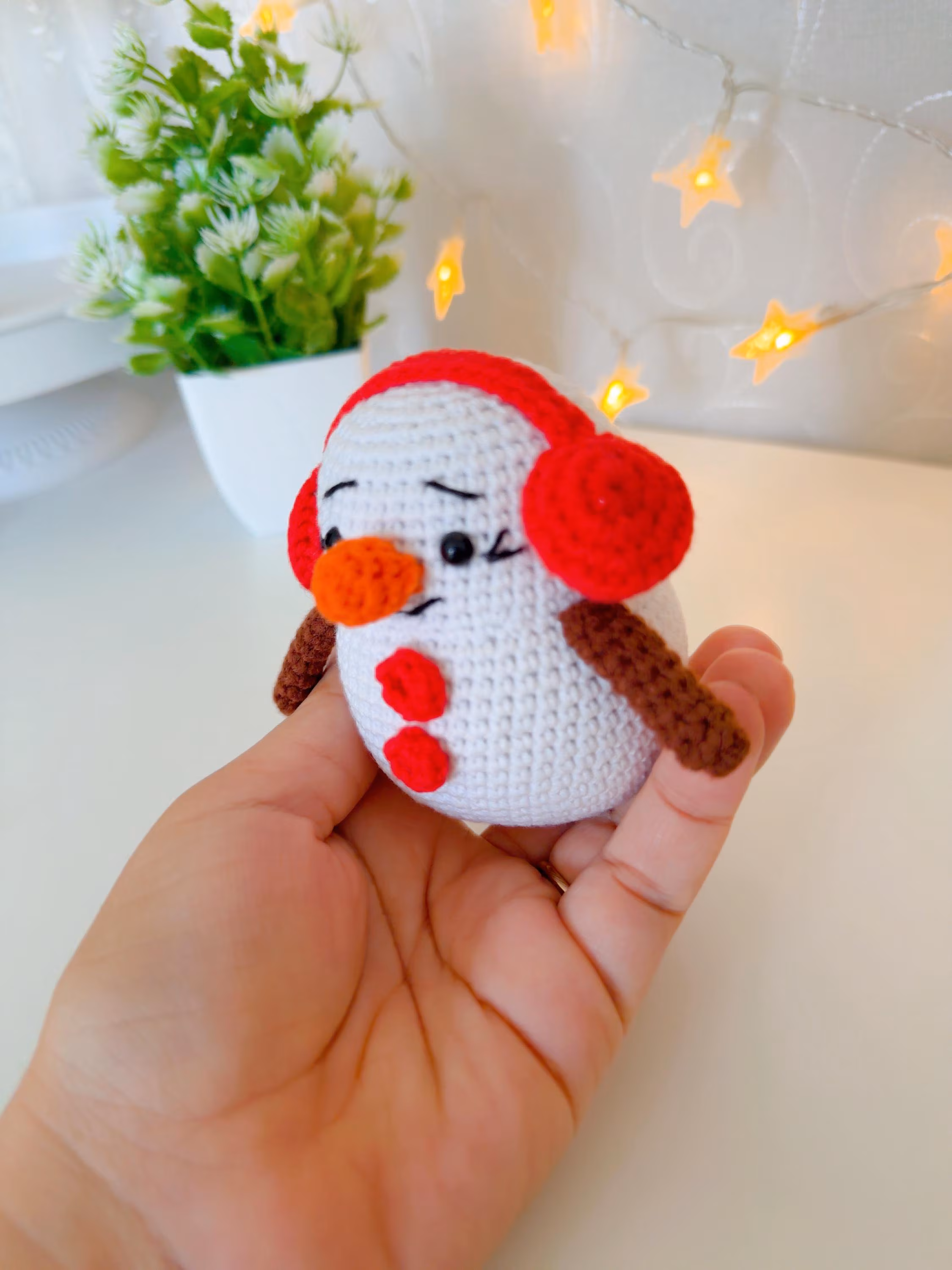 Handmade Crochet Snowman Christmas Tree Ornament, product photo 3