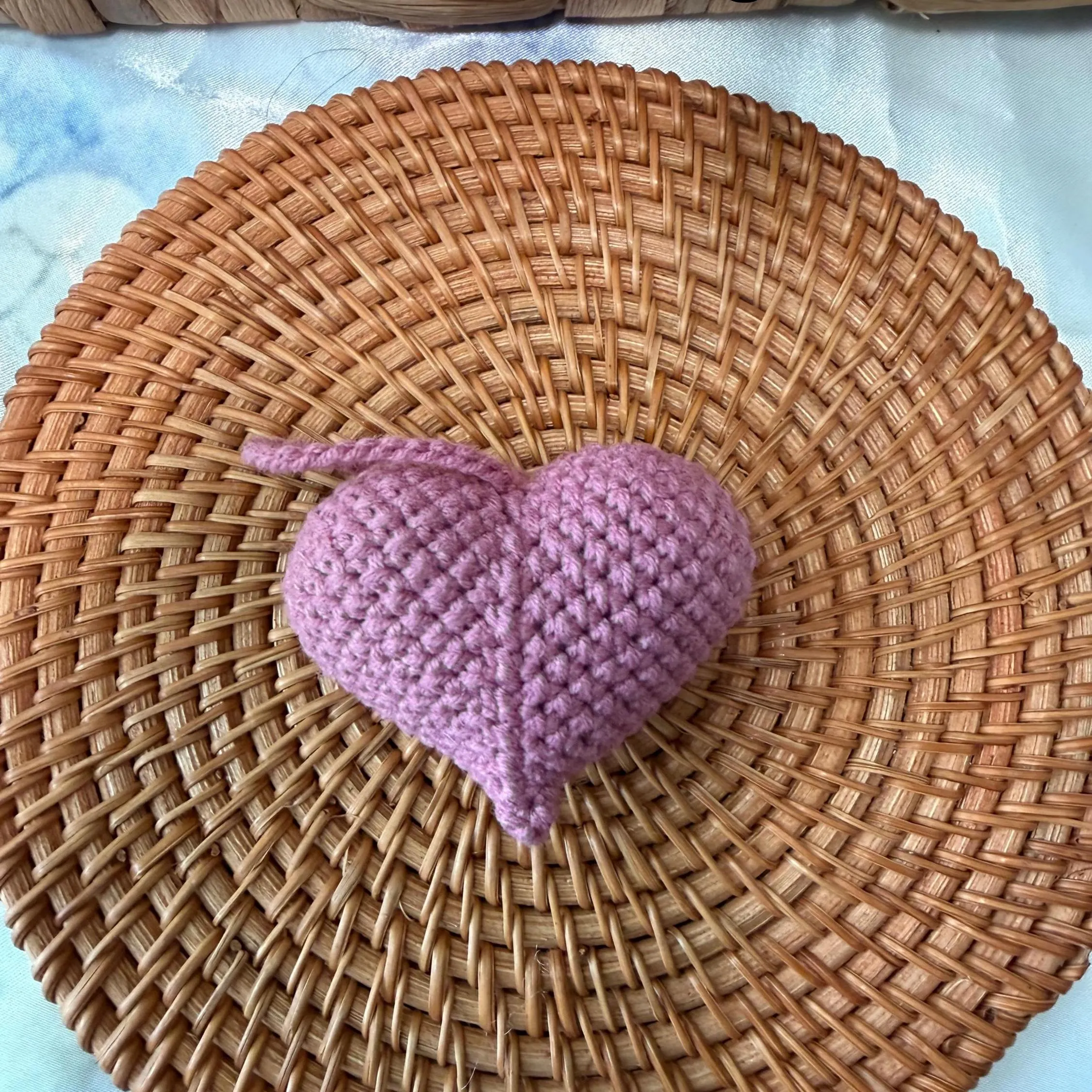 Handmade Micro Crochet Heart Bag Charm, product photo 8