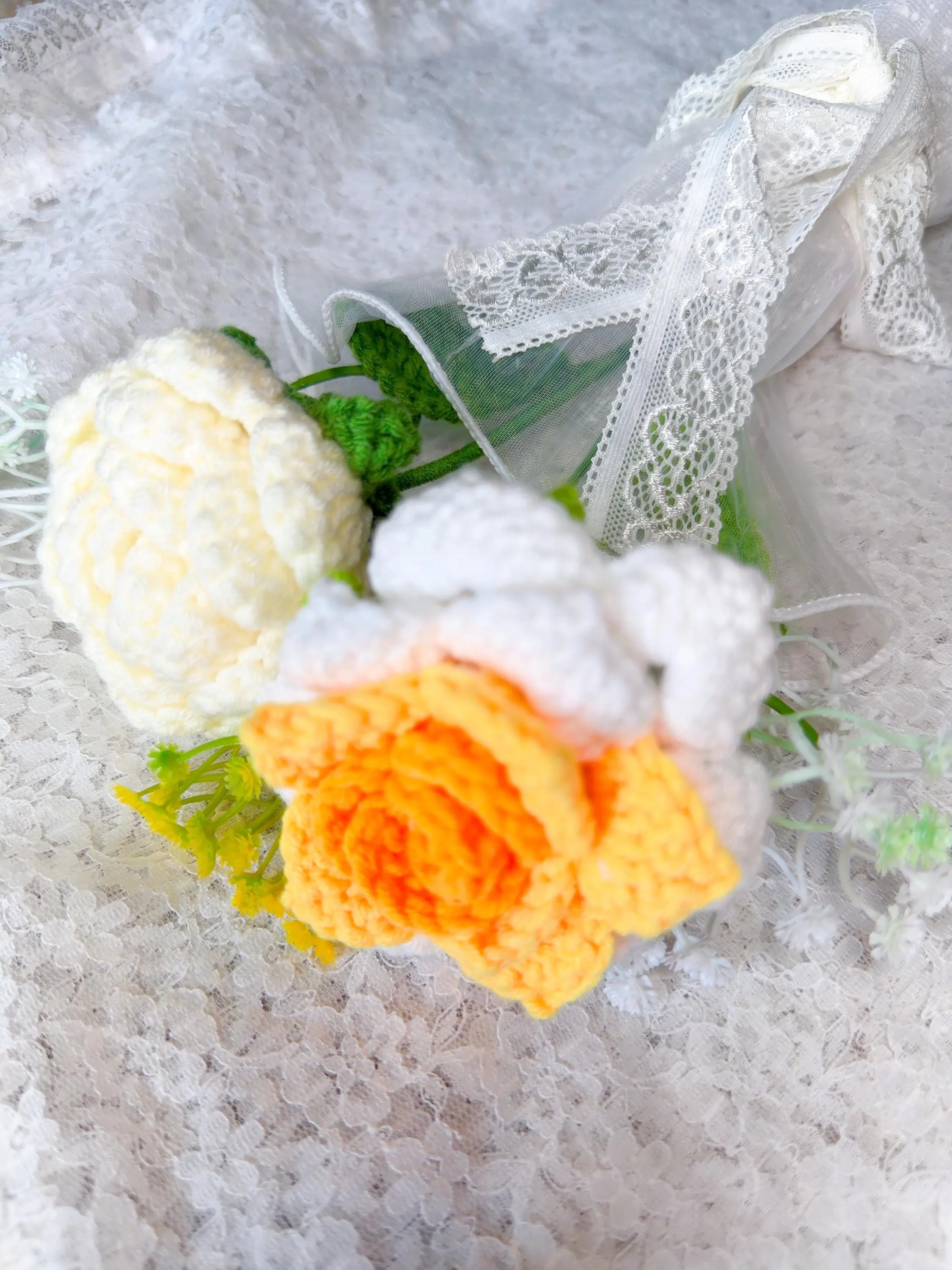Yellow Crochet Rose Bouquet, product photo 7