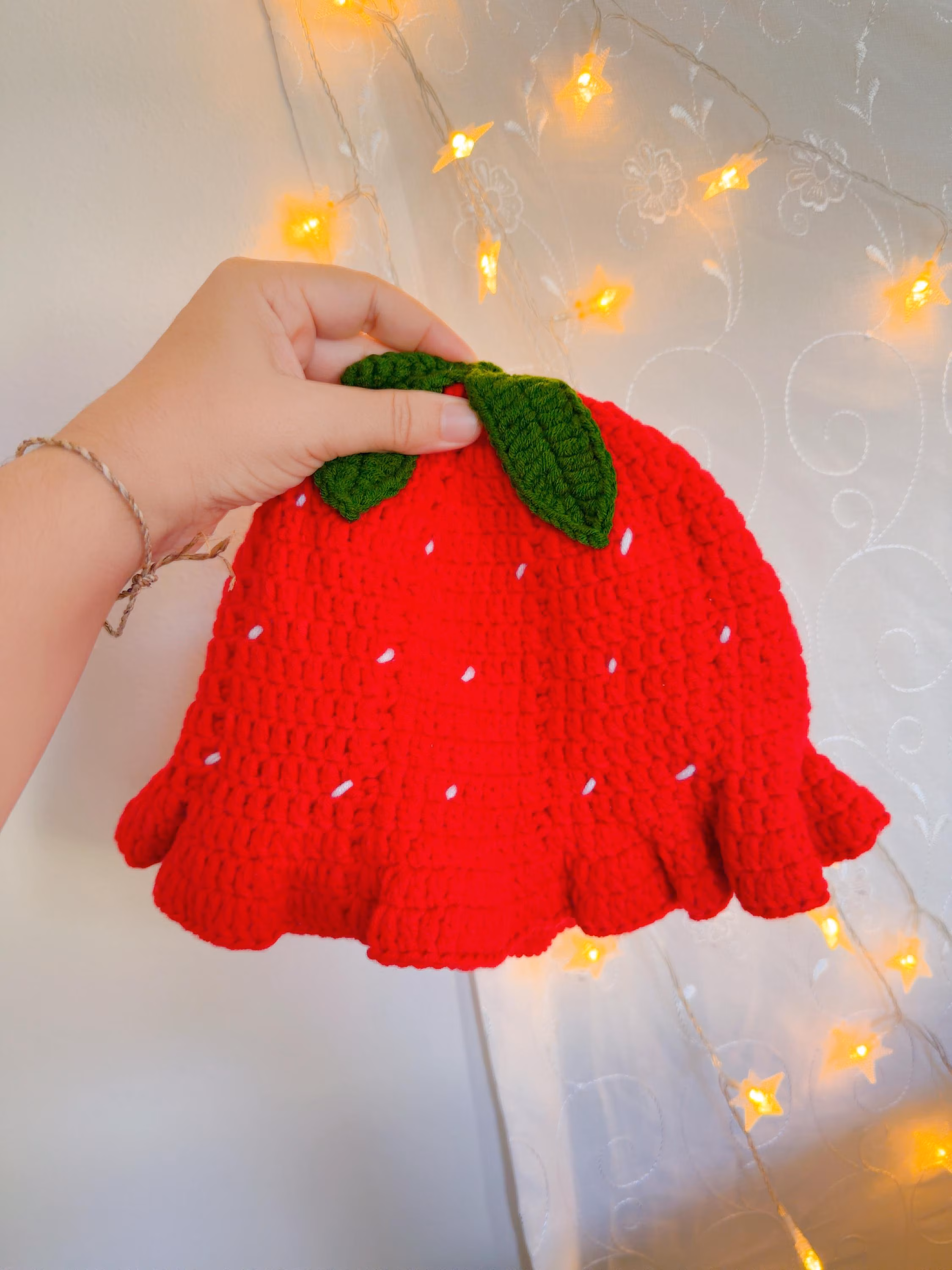 Handmade Crochet Strawberry Bucket Hat, product photo 8