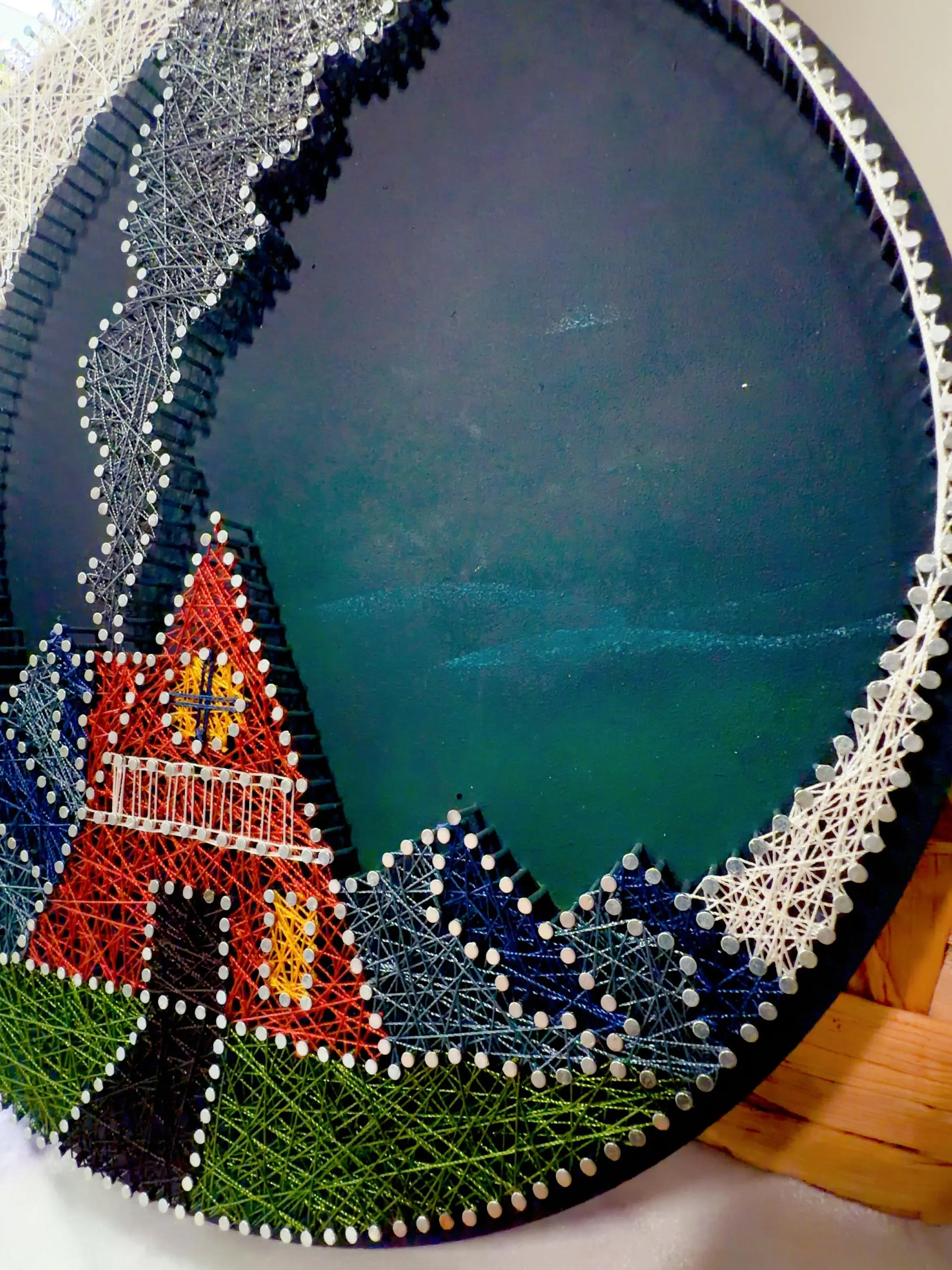 Handmade Mountain Cabin String Art, product photo 12