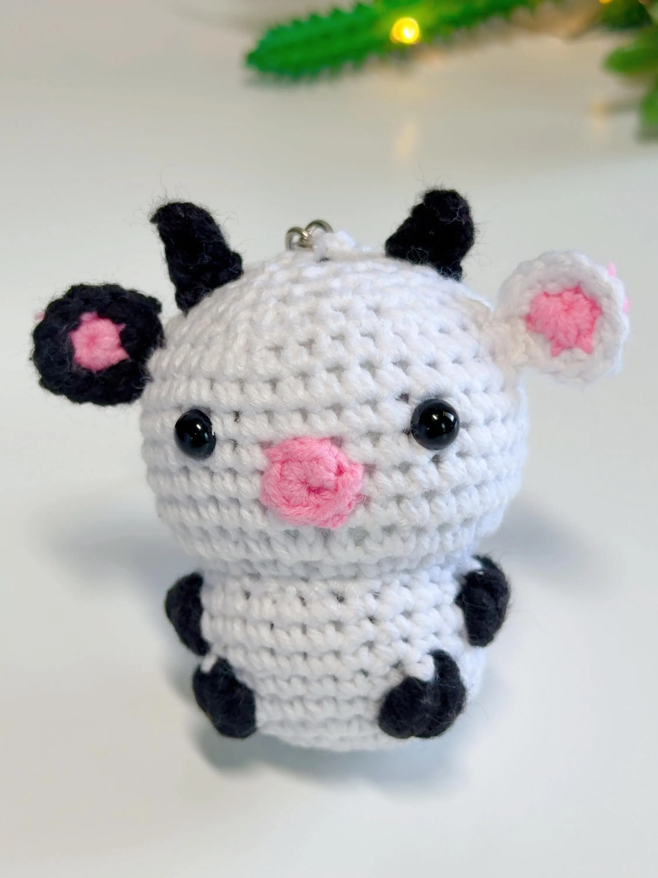 Mini Crochet Cow Keychain, product photo 9