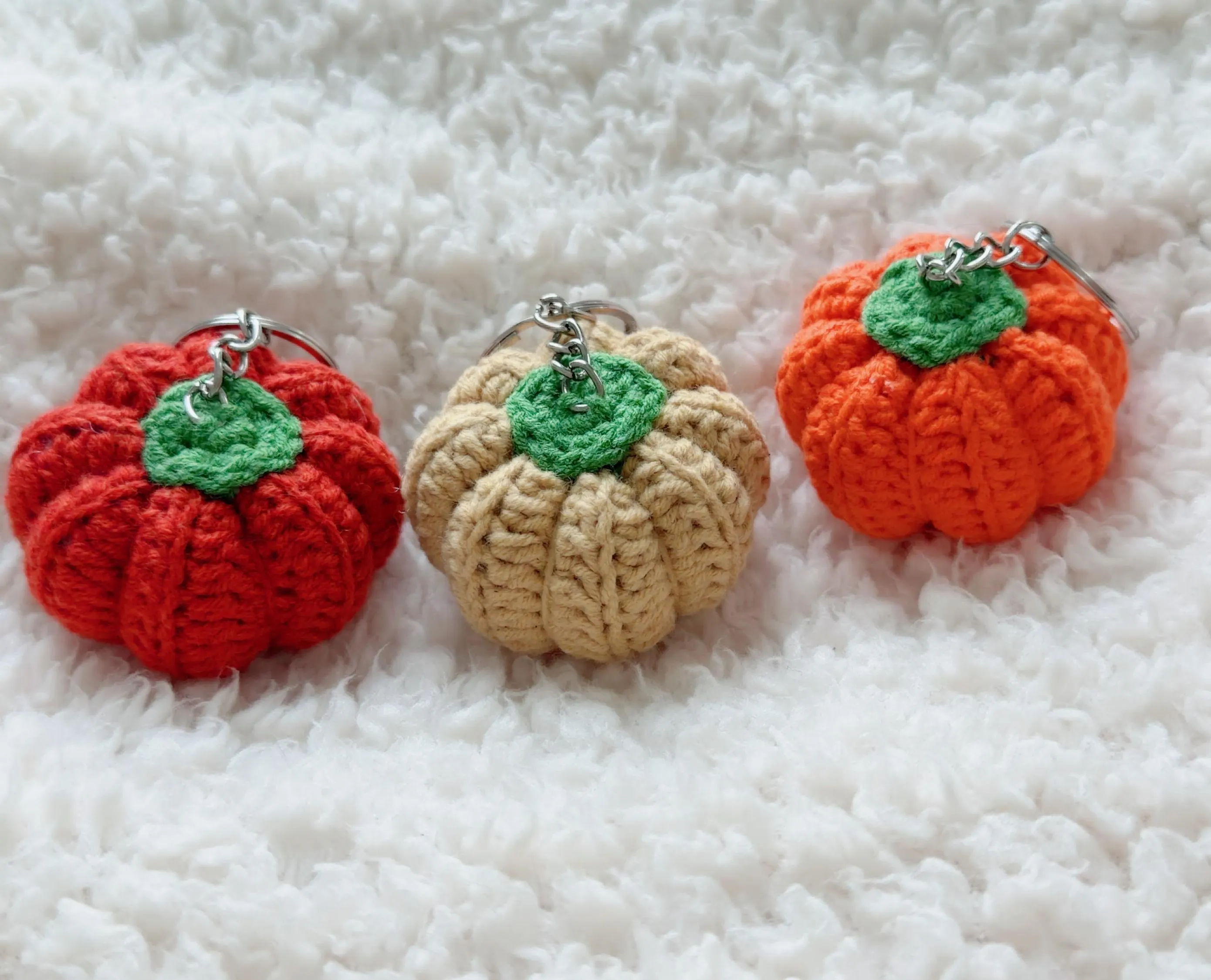 Handmade Crochet Pumpkin Keychain, product photo 3