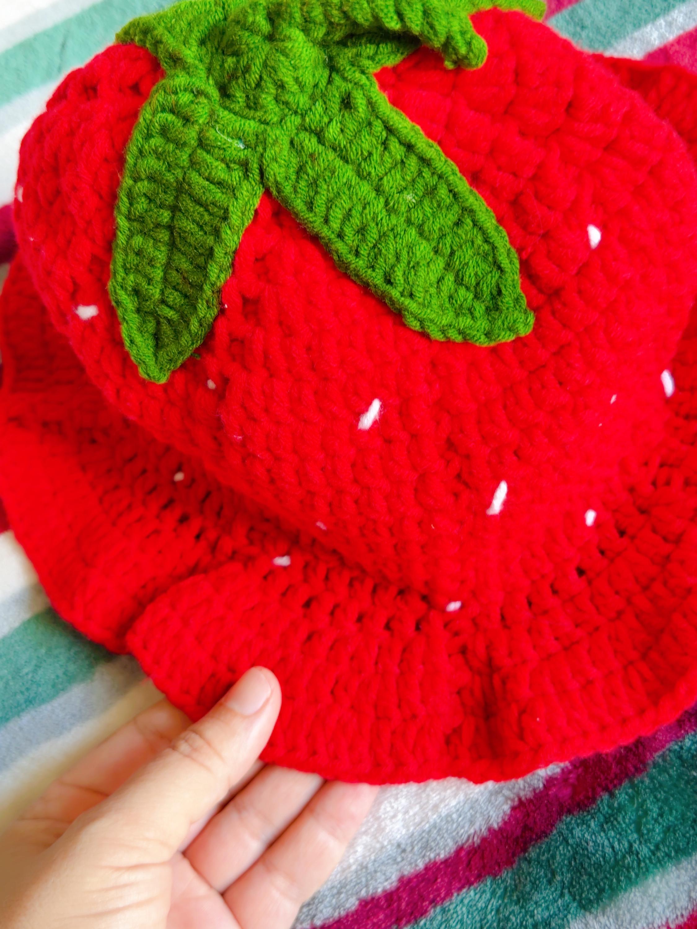Handmade Crochet Strawberry Bucket Hat, product photo 10