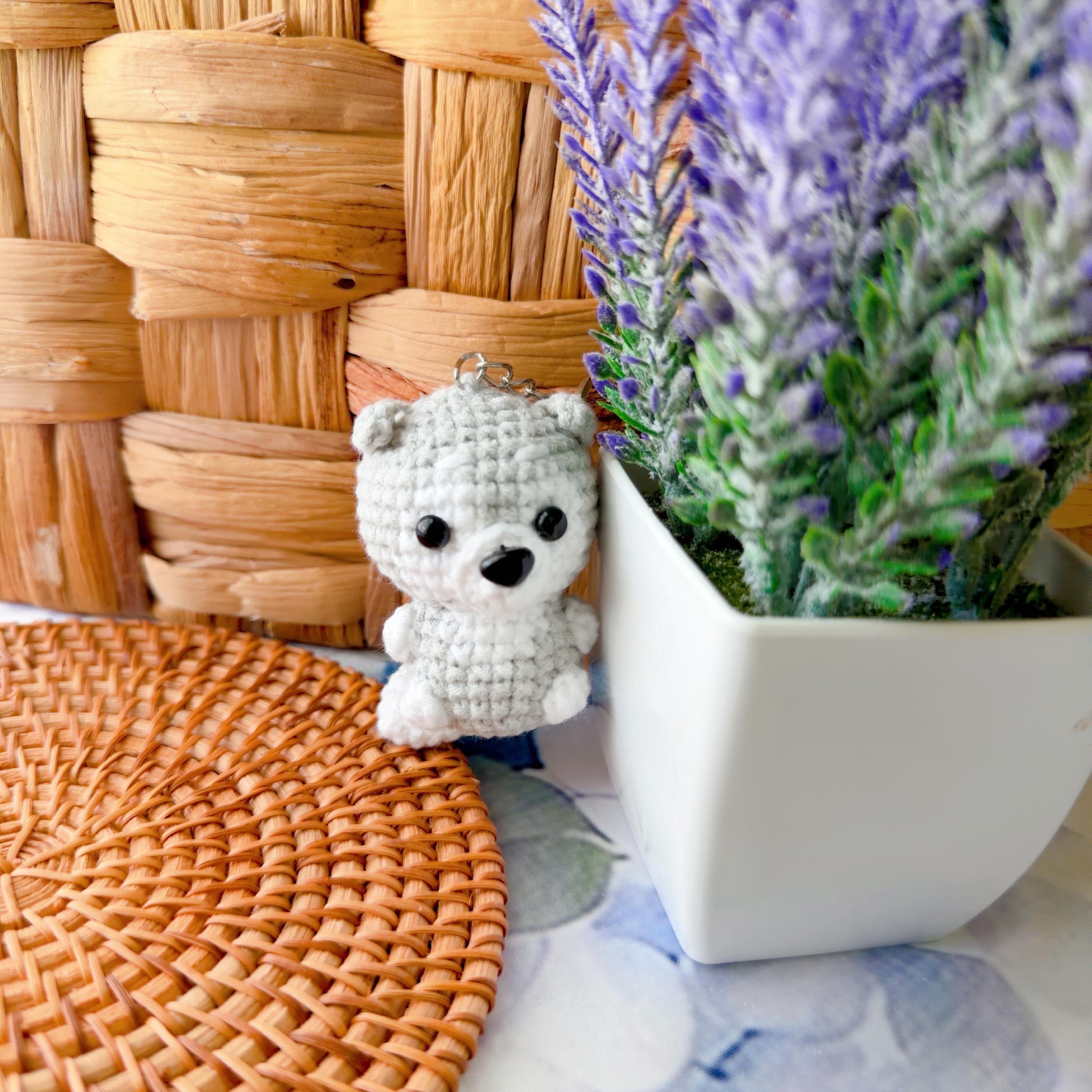 Handmade Amigurumi Crochet Dog Puppy Keychain, product photo 15