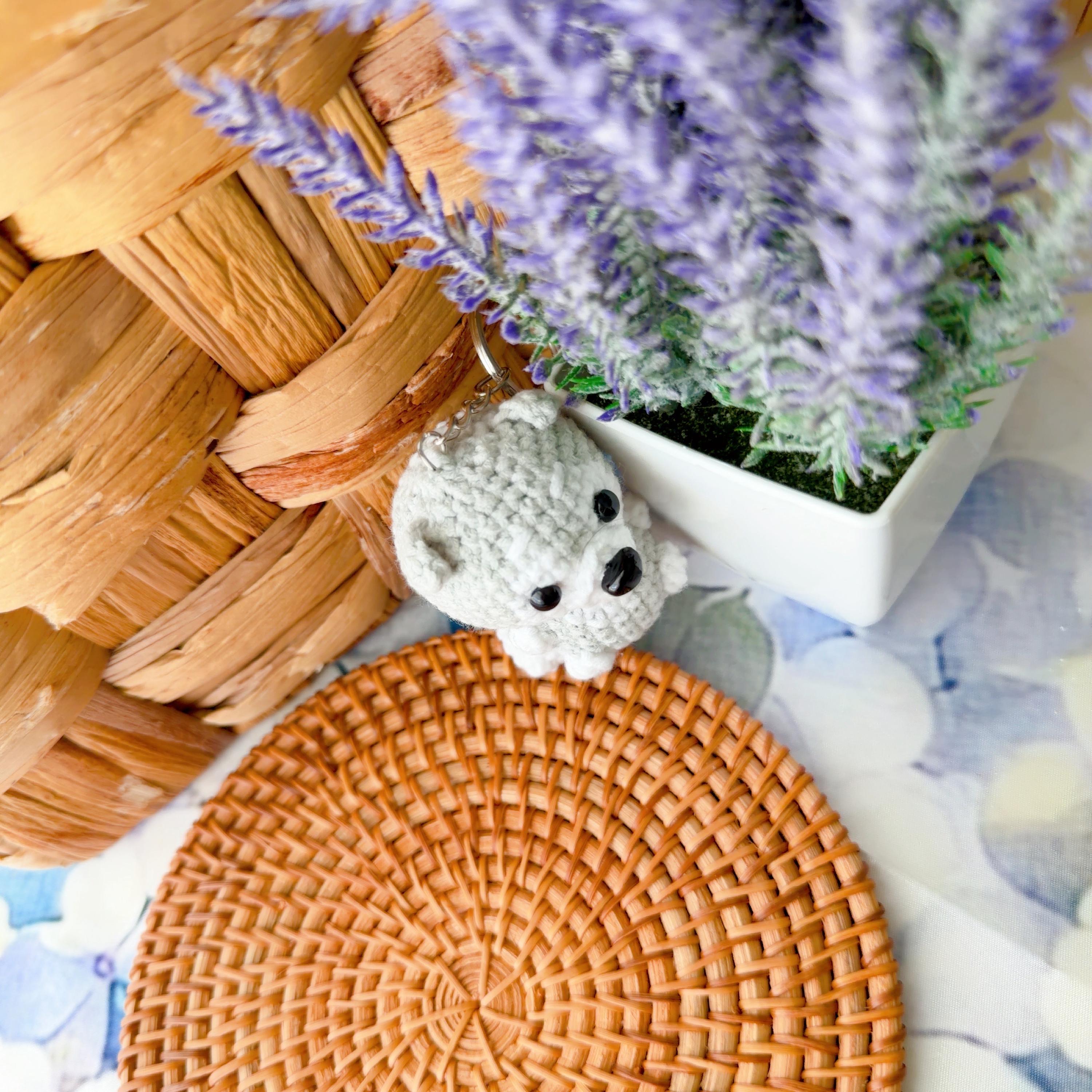 Handmade Amigurumi Crochet Dog Puppy Keychain, product photo 13