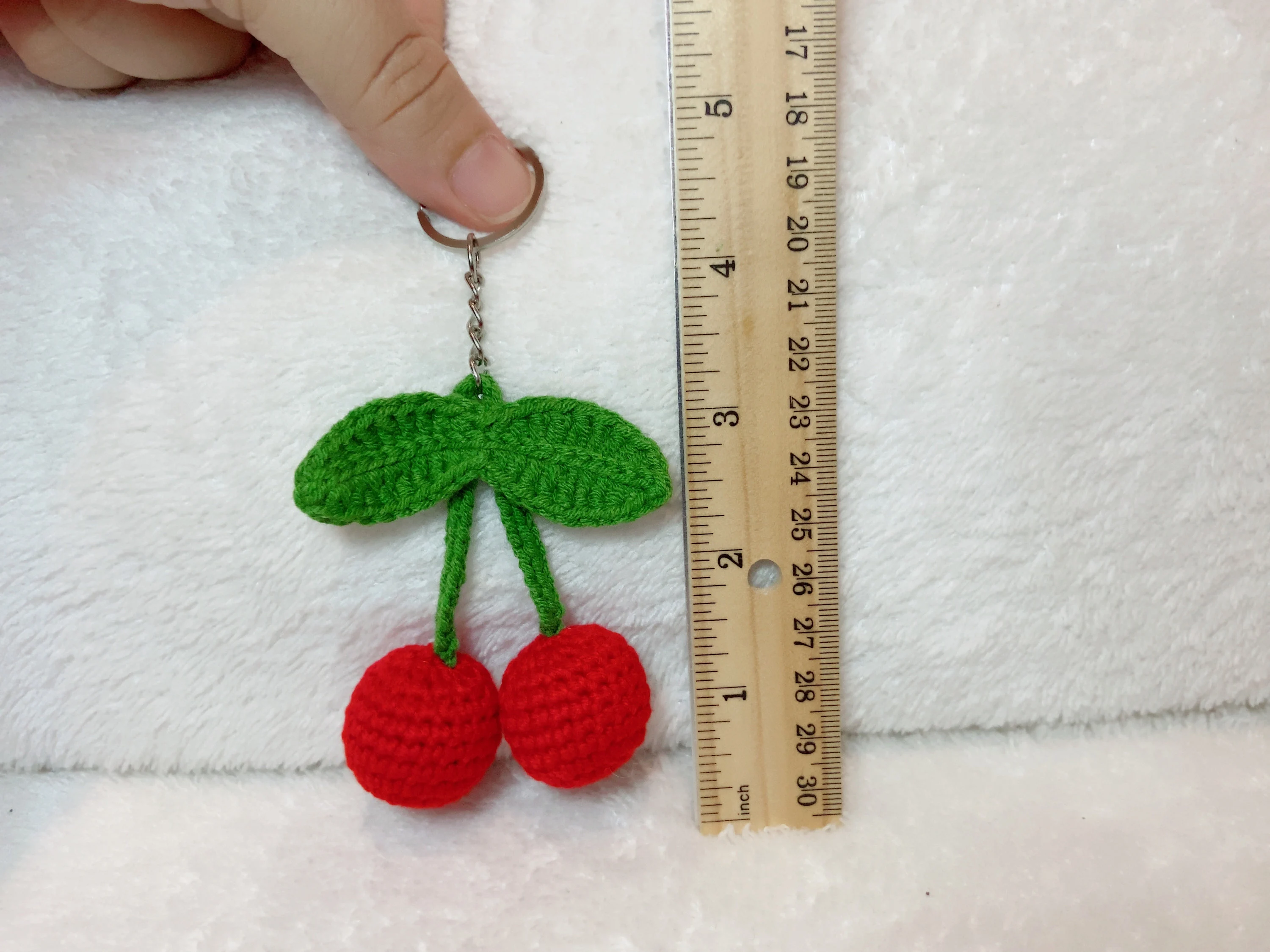 Handmade Crochet Cherry Keychain, product photo 10