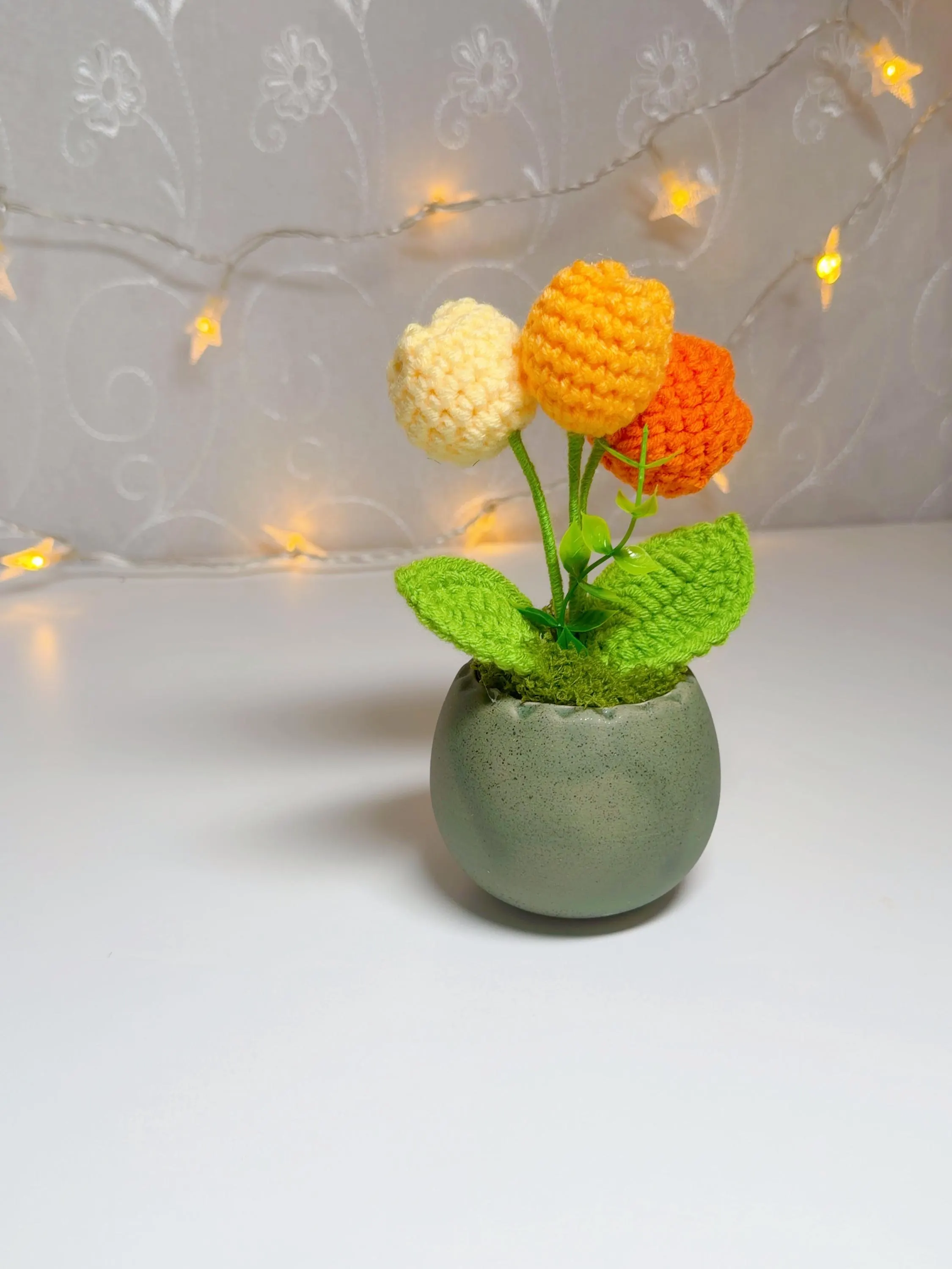 Orange & Cream Crochet Tulip Arrangement, product photo 8