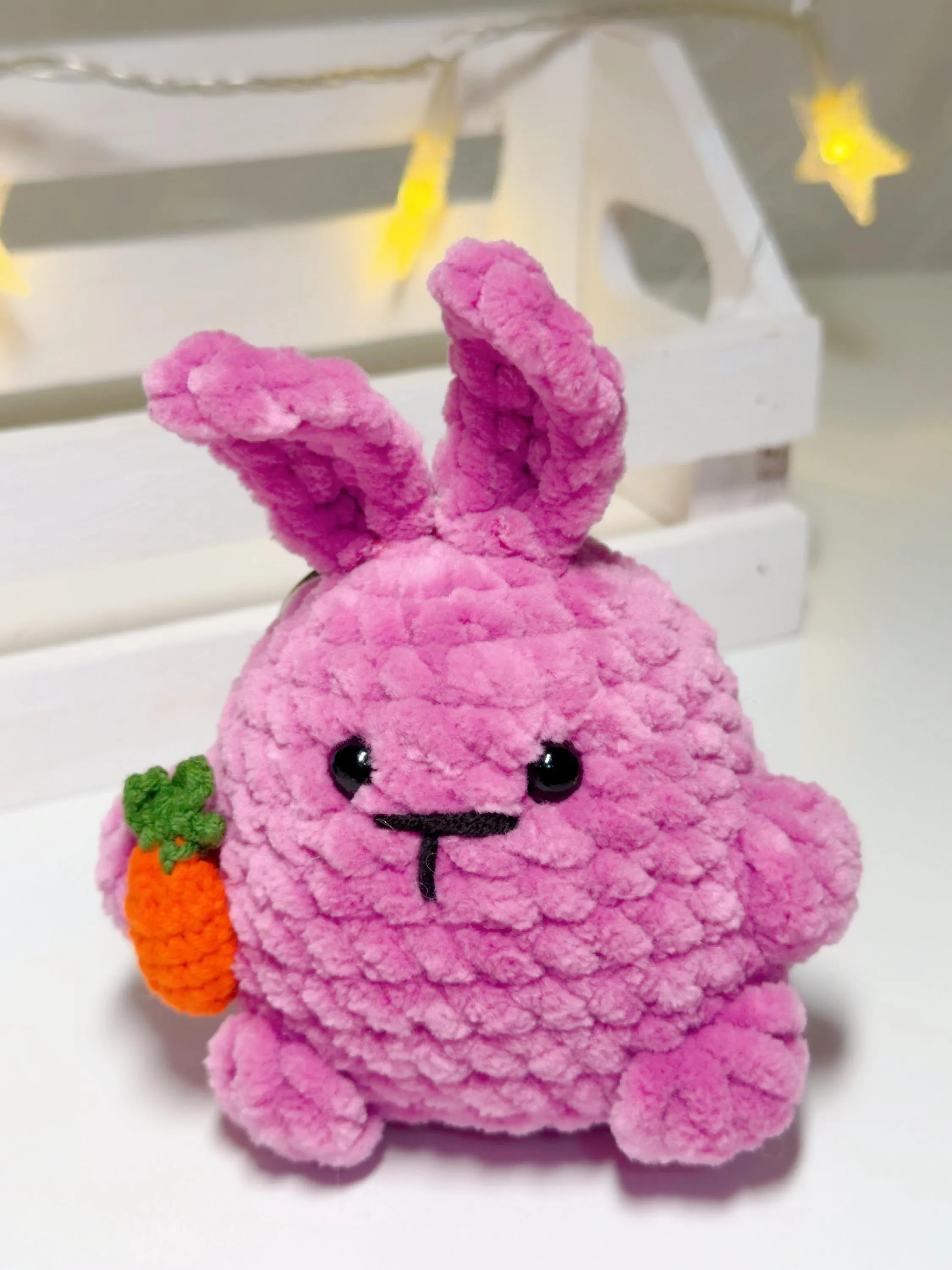 Crochet Strawberry Bunny Plush Keychain, product photo 8