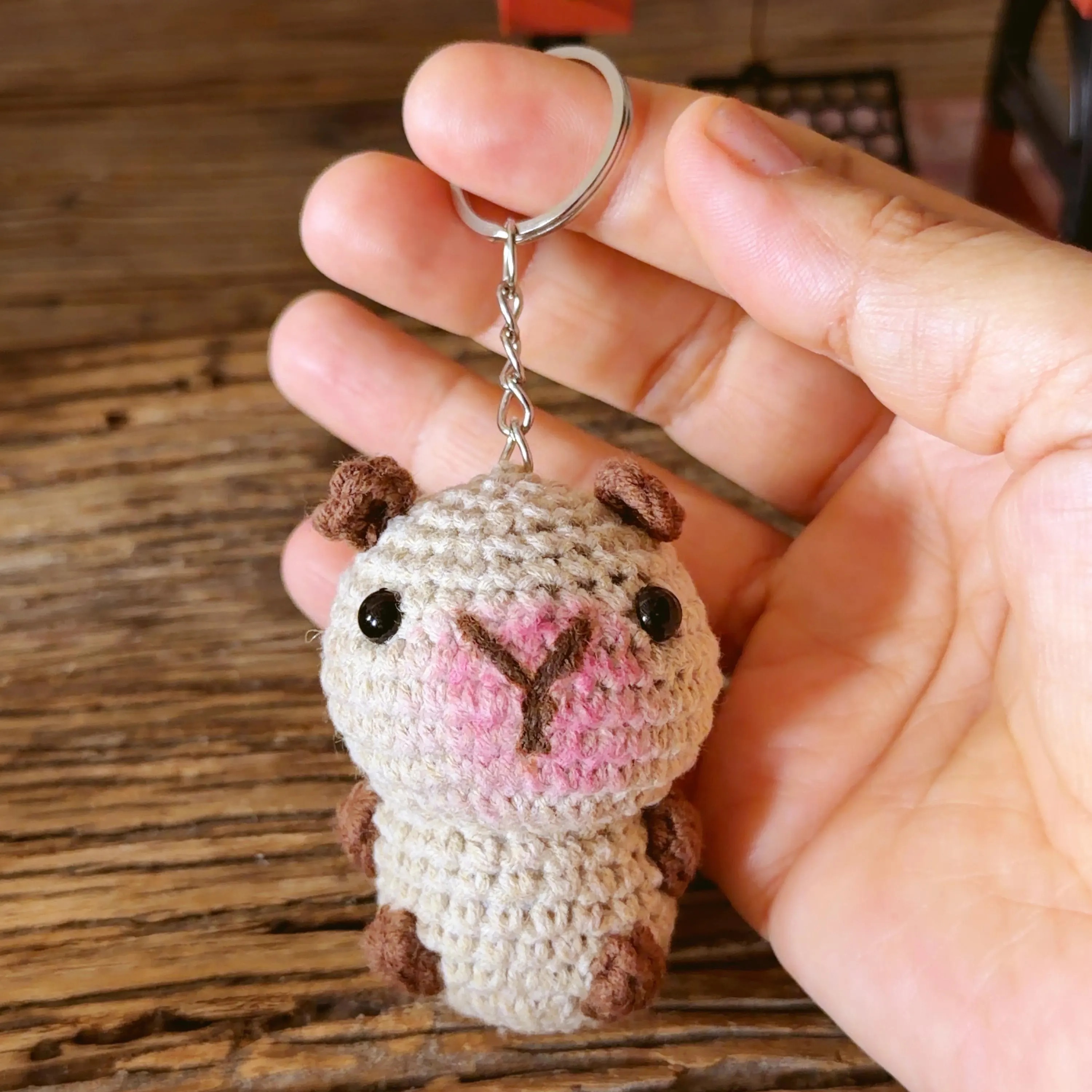 Handmade Crochet Capybara Keychain, product photo 6