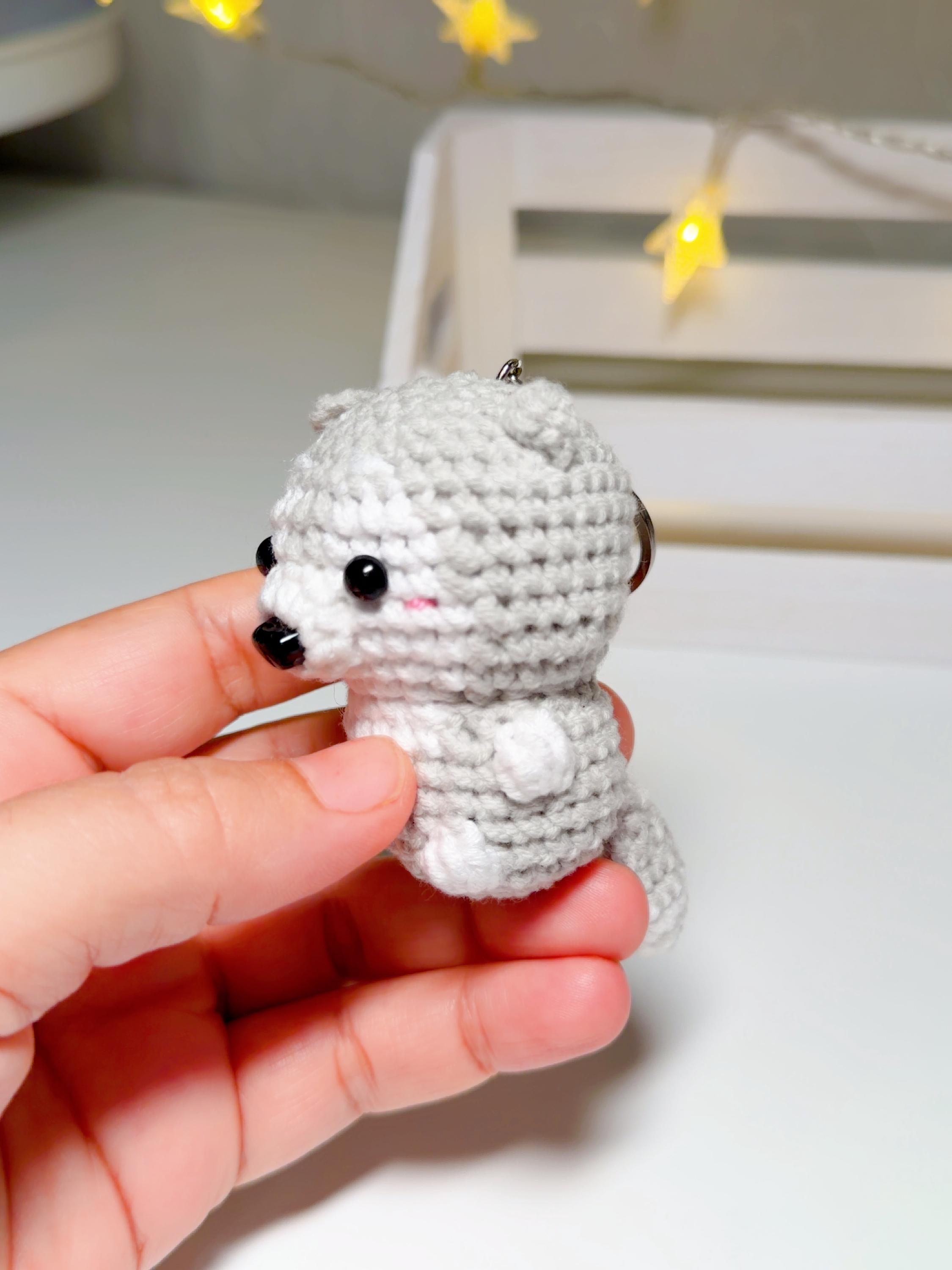 Handmade Amigurumi Crochet Dog Puppy Keychain, product photo 5