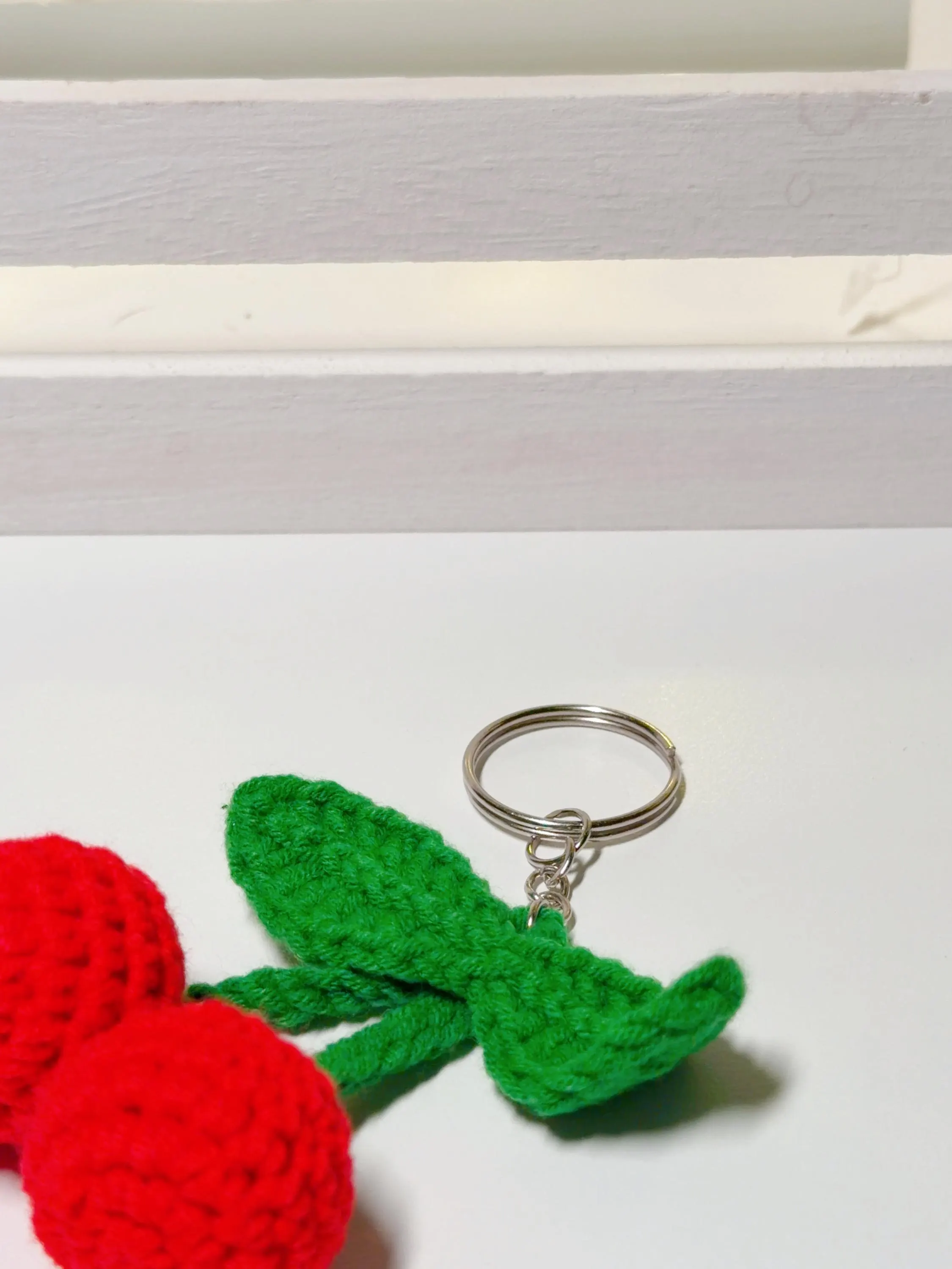 Handmade Crochet Cherry Keychain, product photo 15