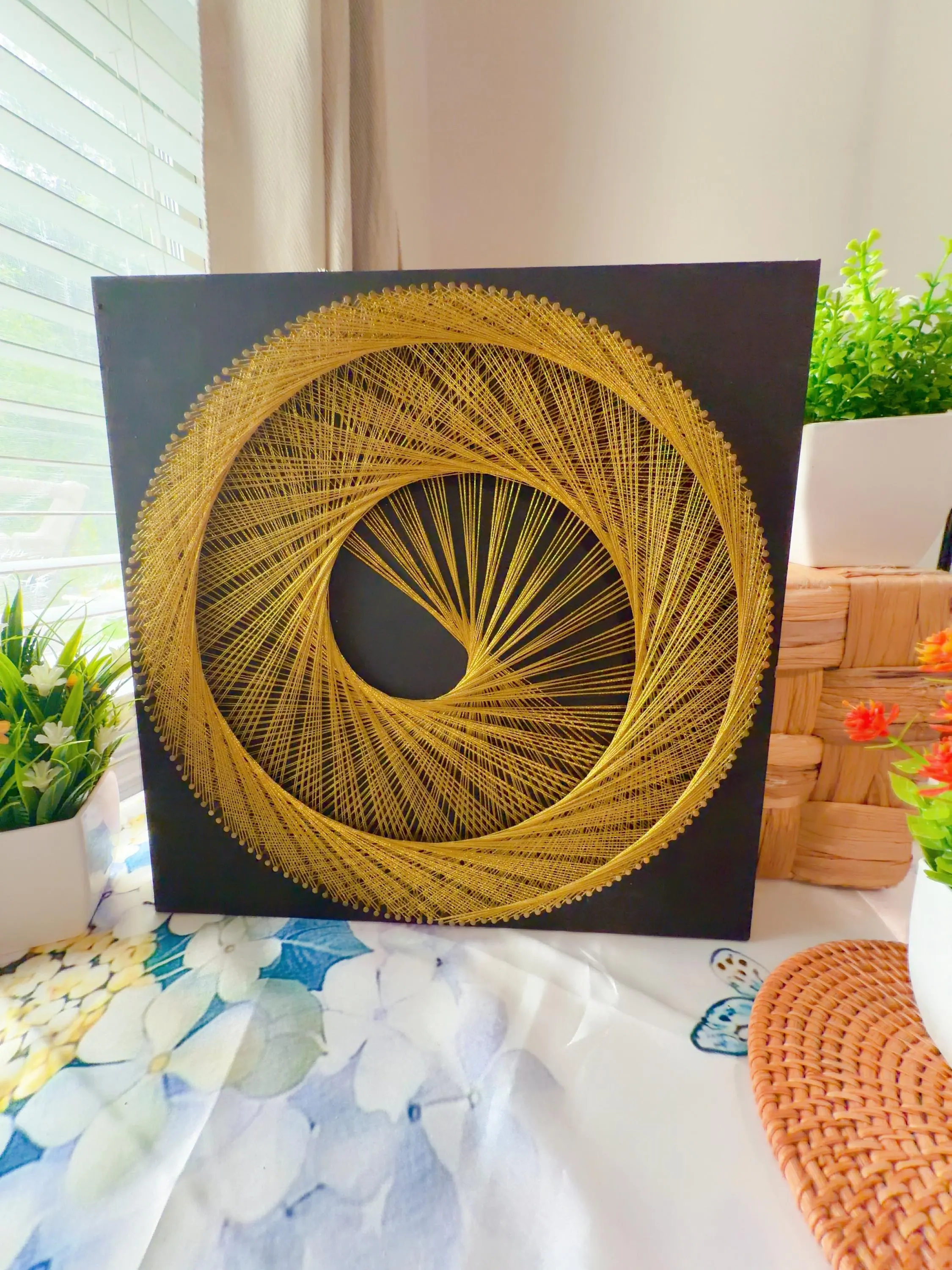 Golden Spiral String Art Wall Decor | Geometric, product photo 4