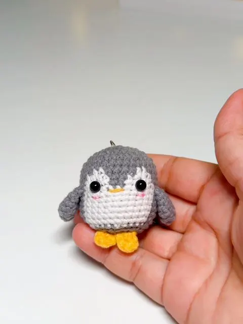 Handmade Crochet Penguin Bag Charm, product photo 4