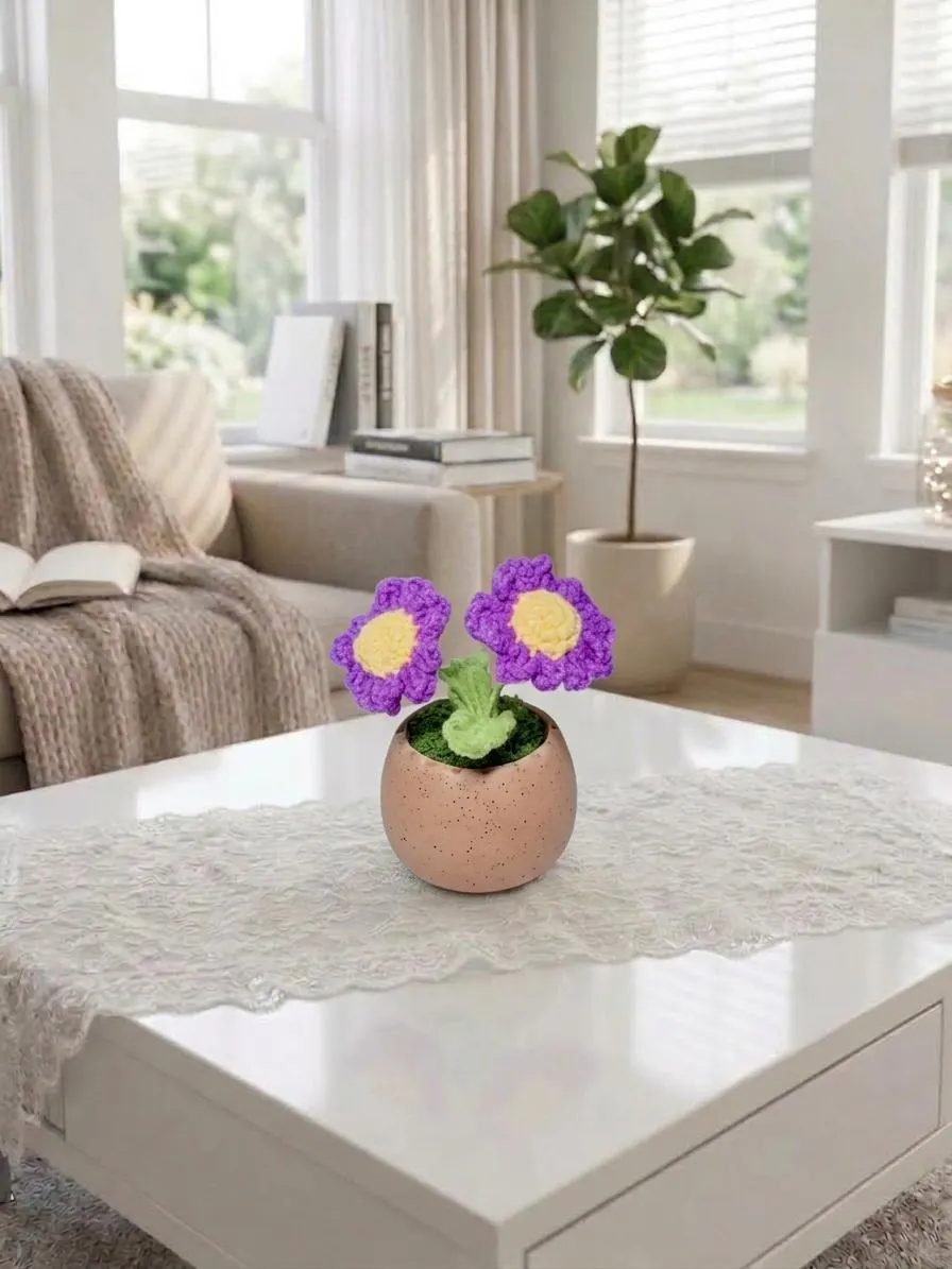 Crochet Daisy & Bell Flower Pot, product photo 4