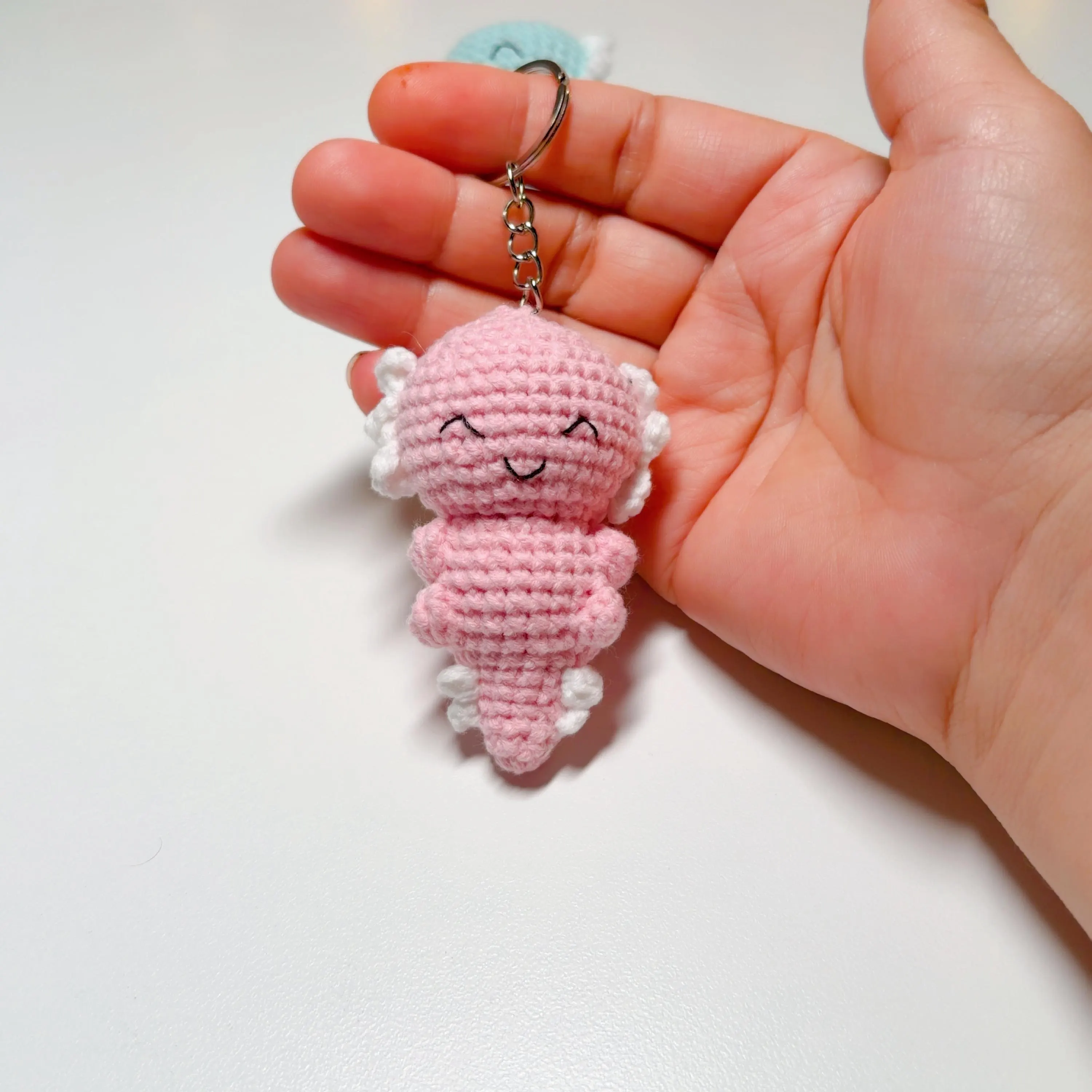 Crochet Axolotl Keychain, product photo 13