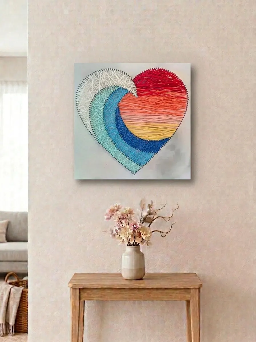Sunset Wave Heart String Art, product photo 1