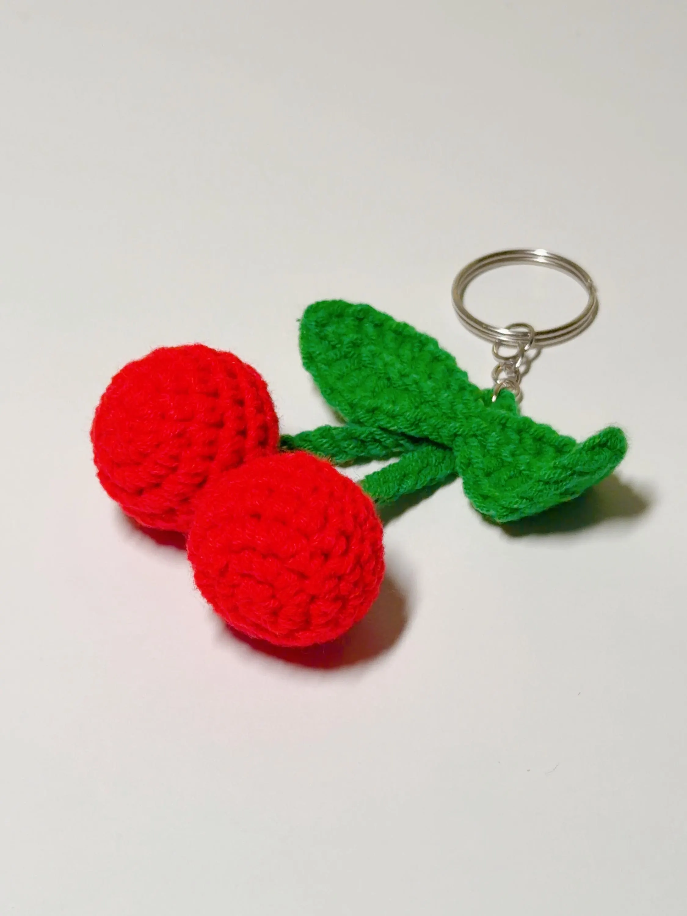 Handmade Crochet Cherry Keychain, product photo 8