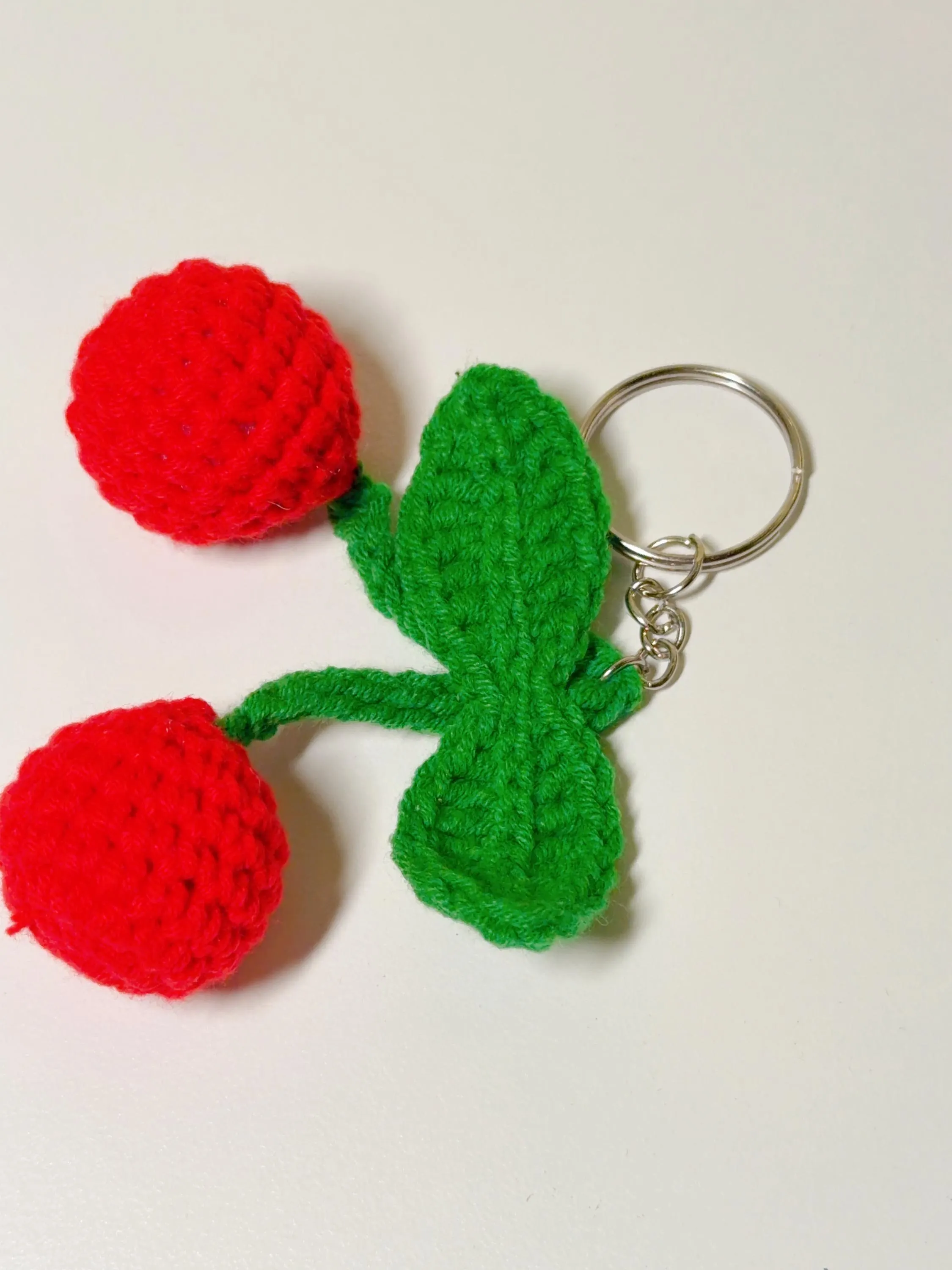Handmade Crochet Cherry Keychain, product photo 9