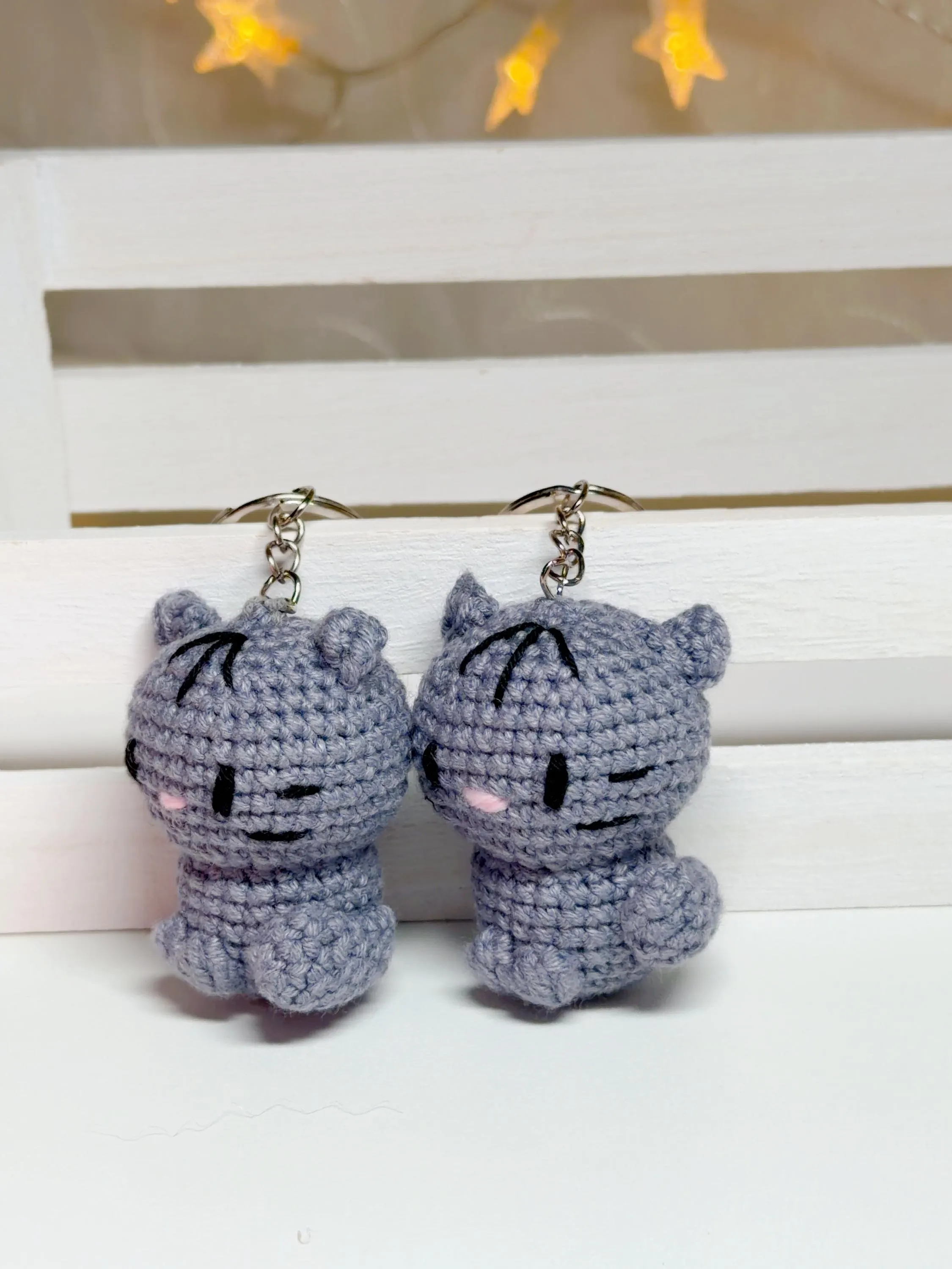 Crochet Gray Cat Keychain, product photo 9