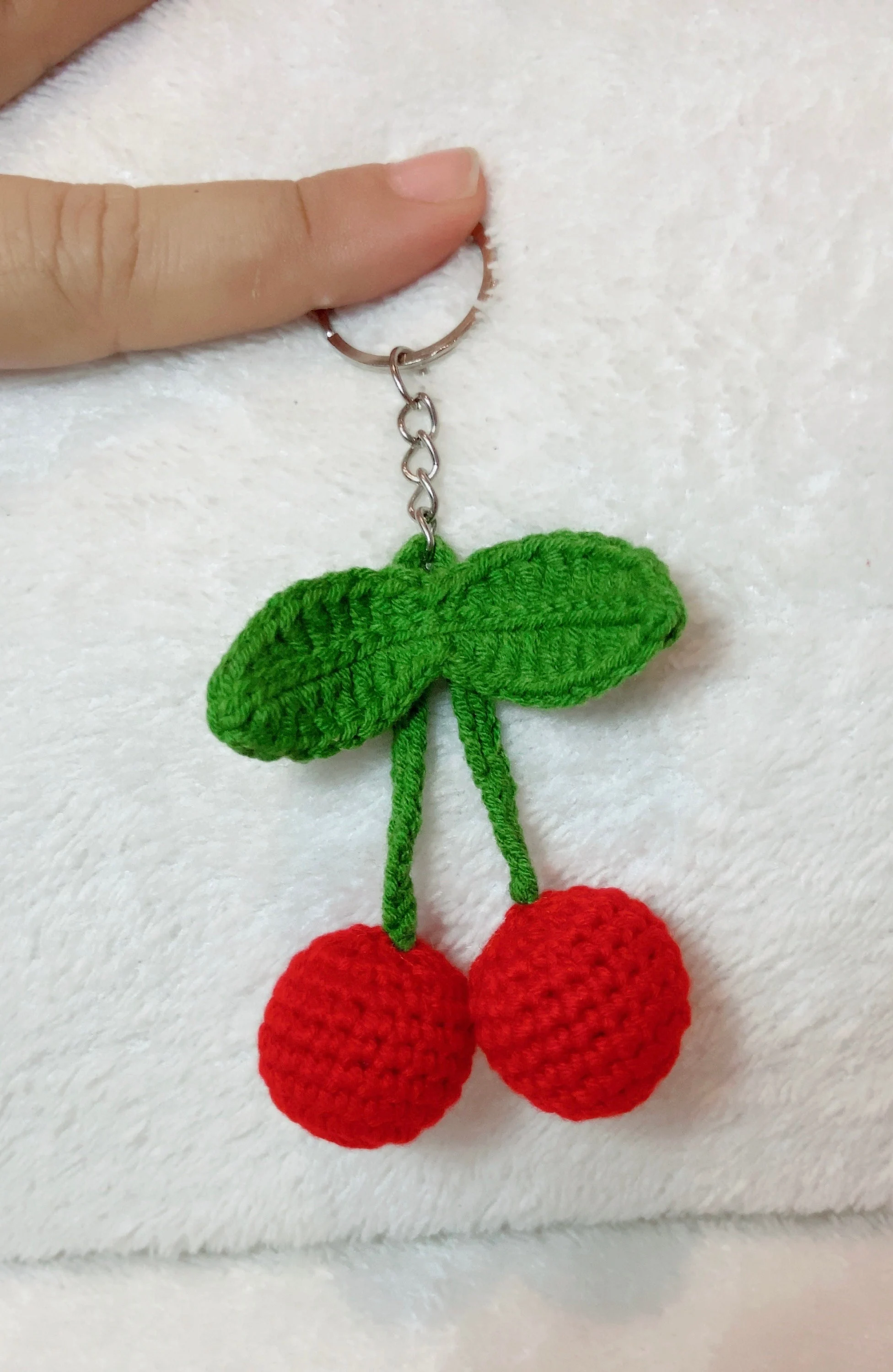 Handmade Crochet Cherry Keychain, product photo 7