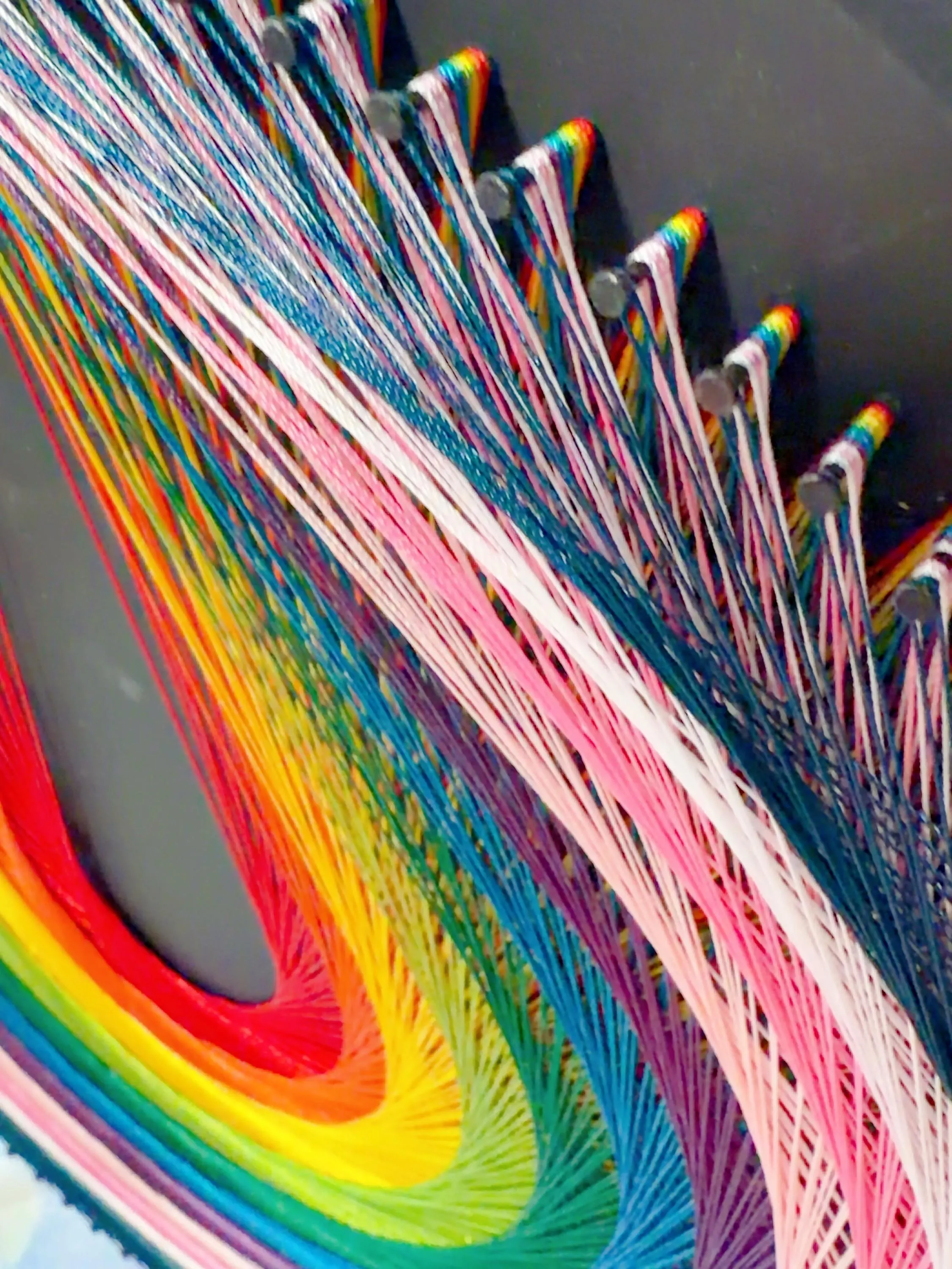 Rainbow Teardrop String Art | Boho Fiber Wall, product photo 5