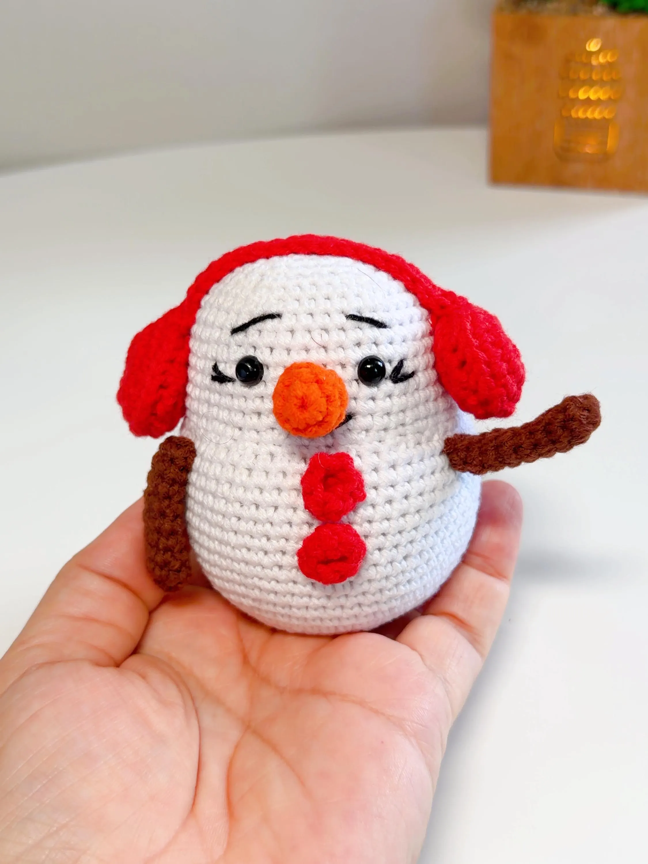 Handmade Crochet Snowman Christmas Tree Ornament, product photo 11