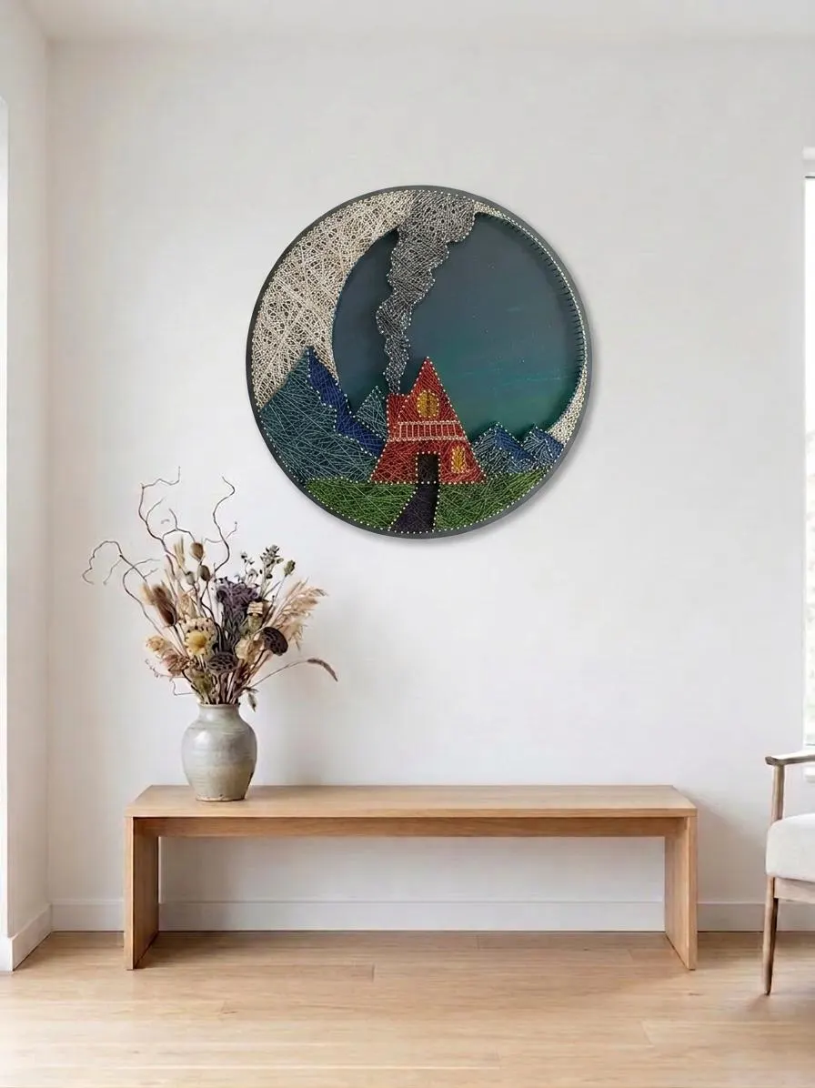 Handmade Mountain Cabin String Art, product photo 3