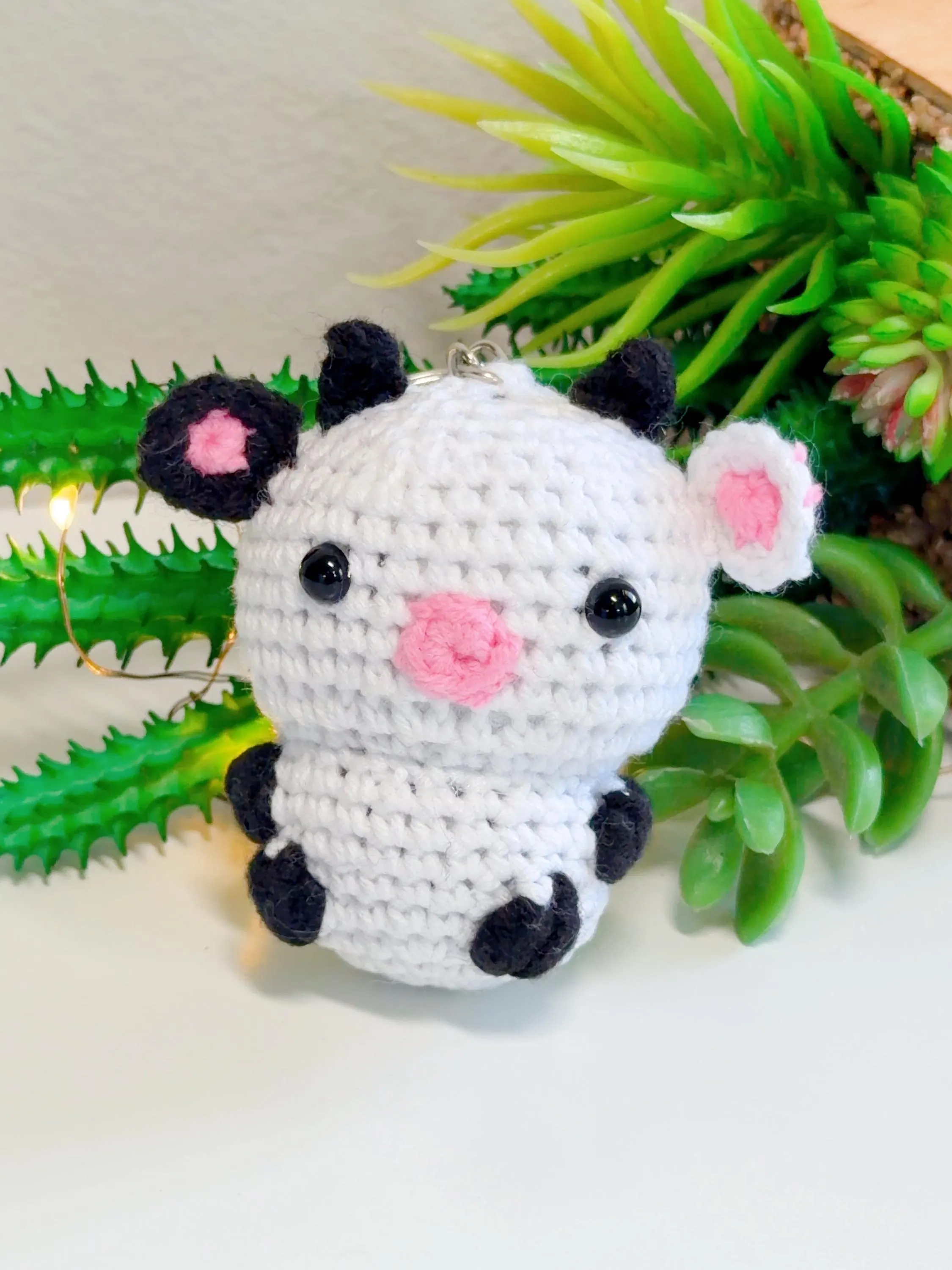 Mini Crochet Cow Keychain, product photo 7