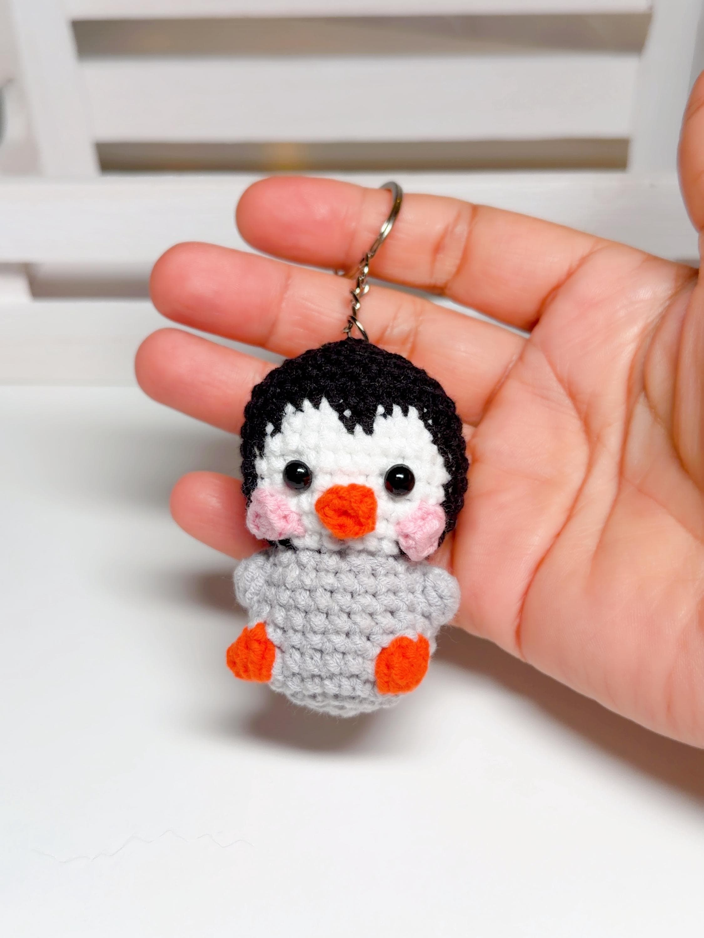 Handmade Crochet Penguin Keychain, product photo 1