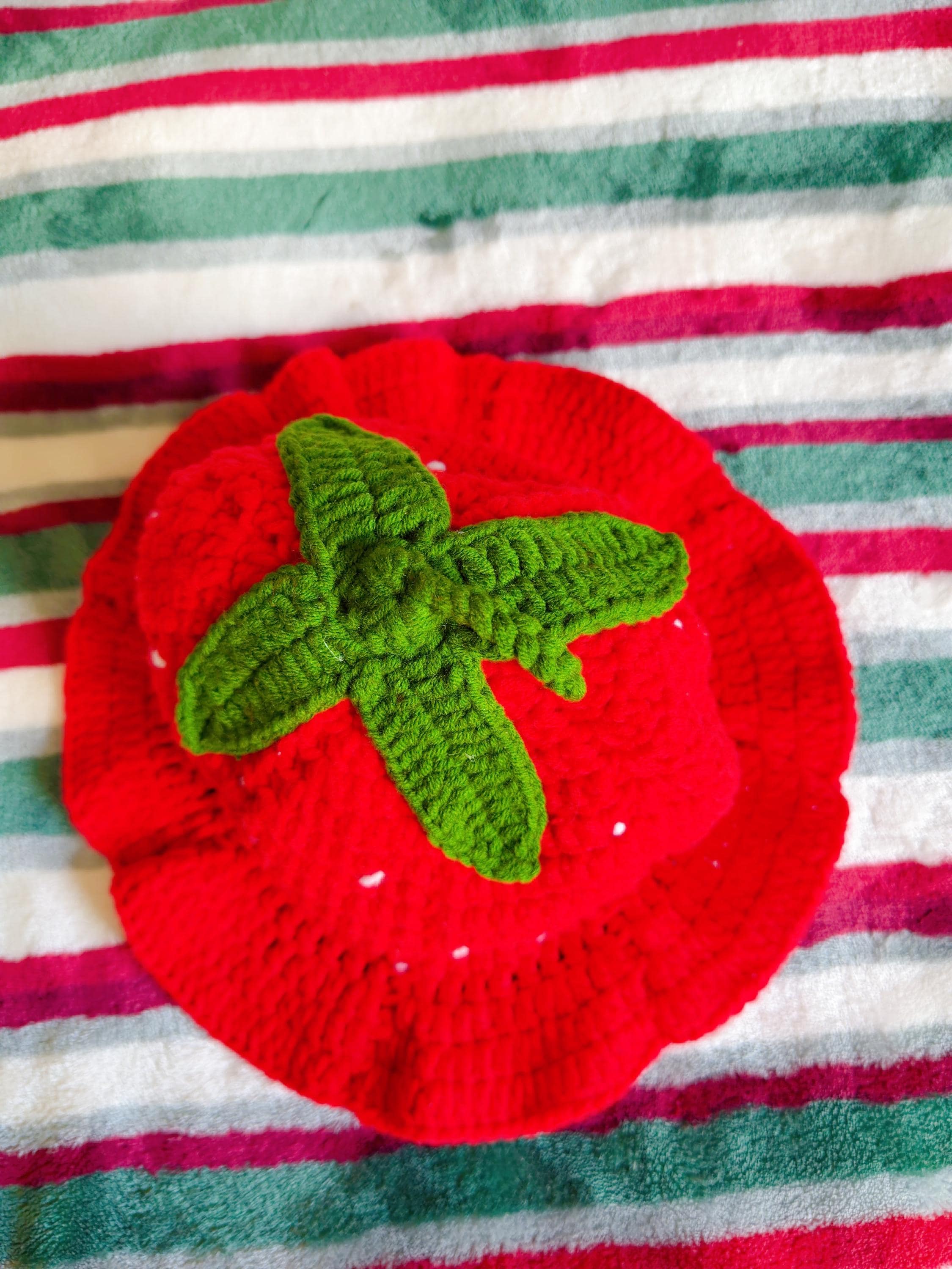 Handmade Crochet Strawberry Bucket Hat, product photo 12