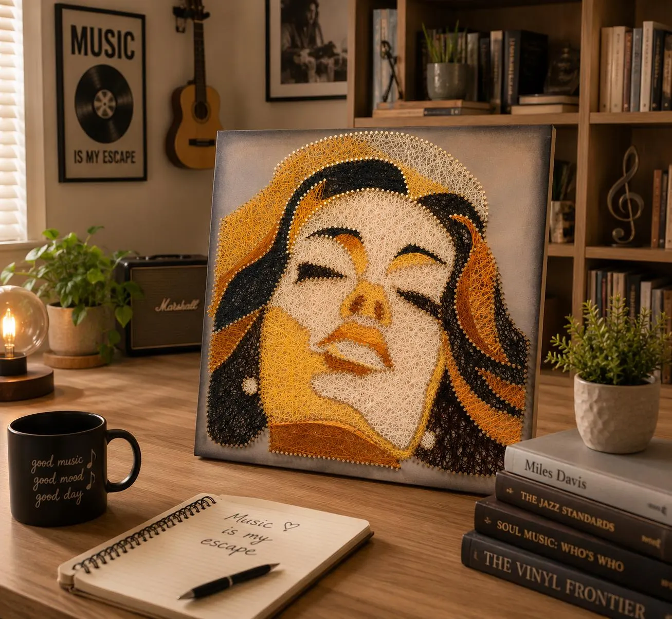 String Art Woman Face Decor | Handmade Boho, product photo 3