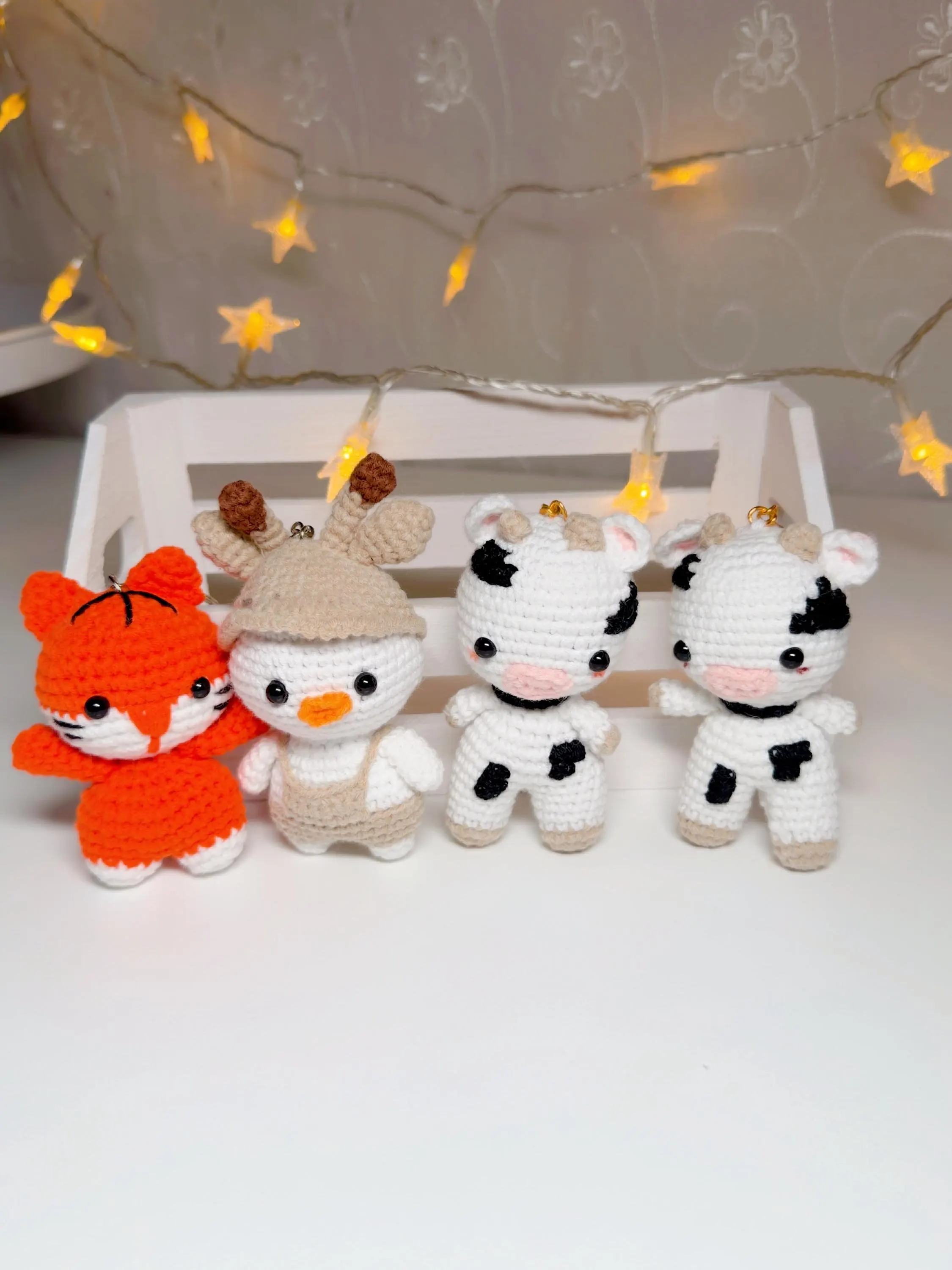 Handmade Amigurumi Cow Keychain, product photo 5