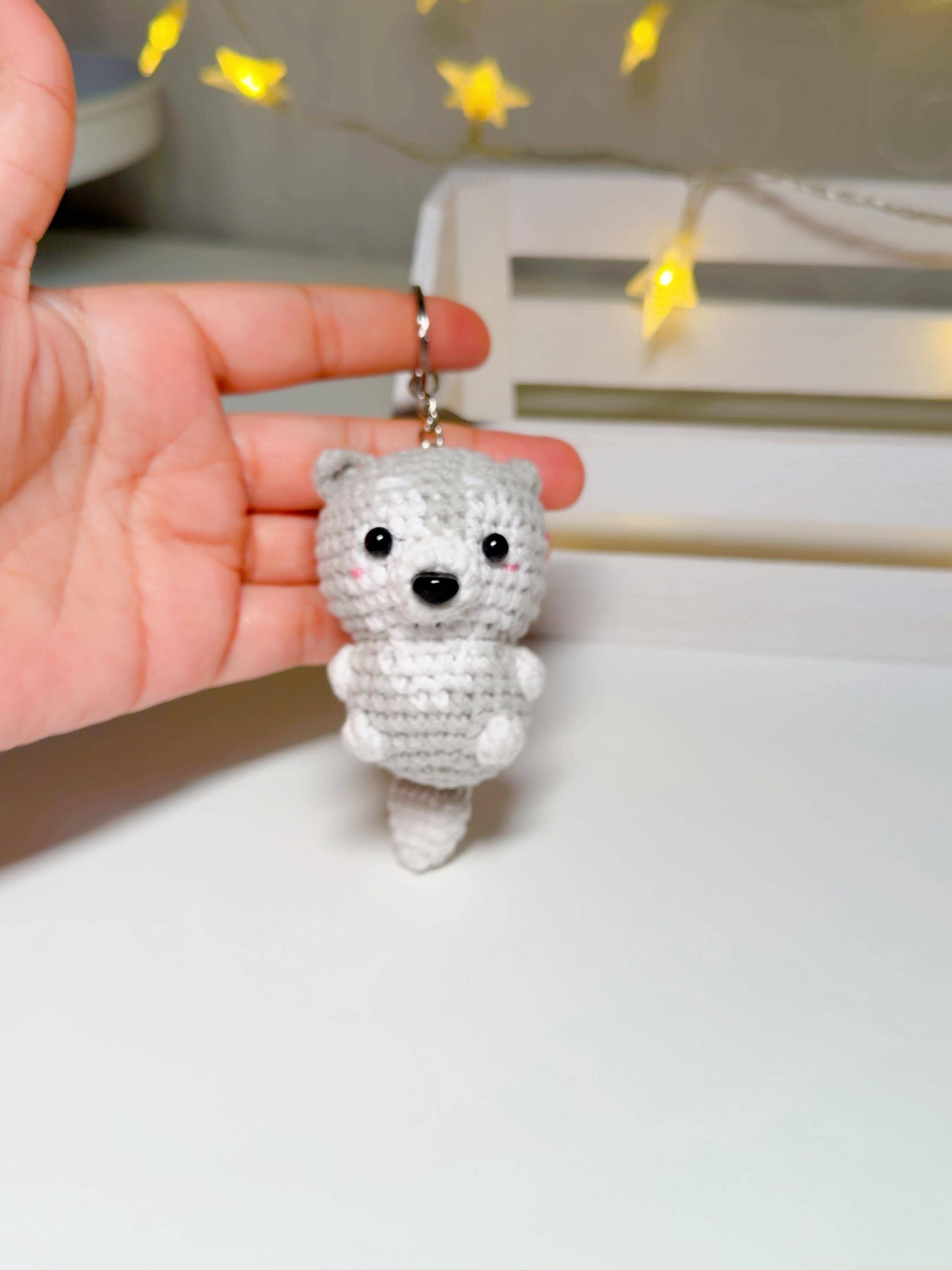 Handmade Amigurumi Crochet Dog Puppy Keychain, product photo 1