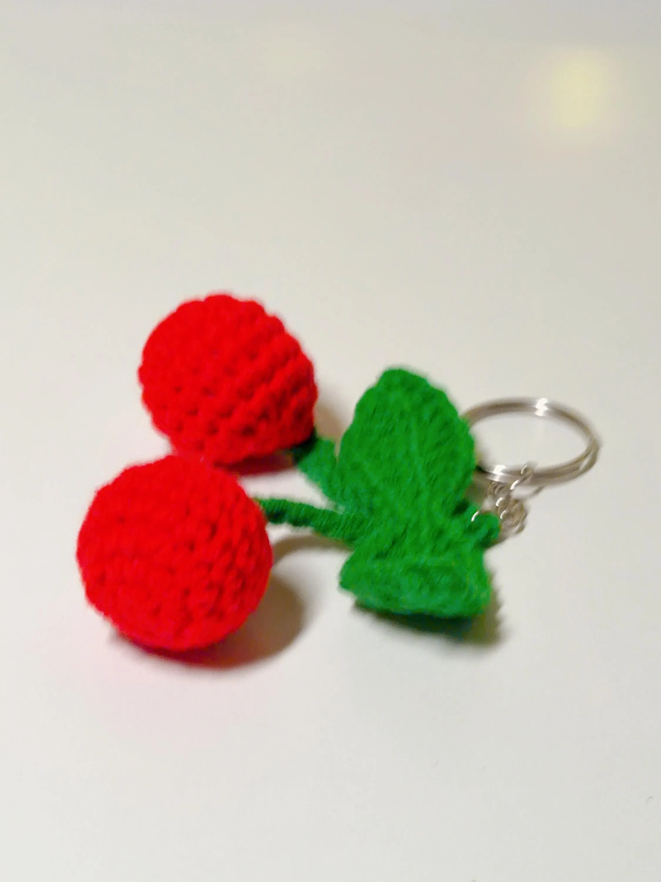 Handmade Crochet Cherry Keychain, product photo 14