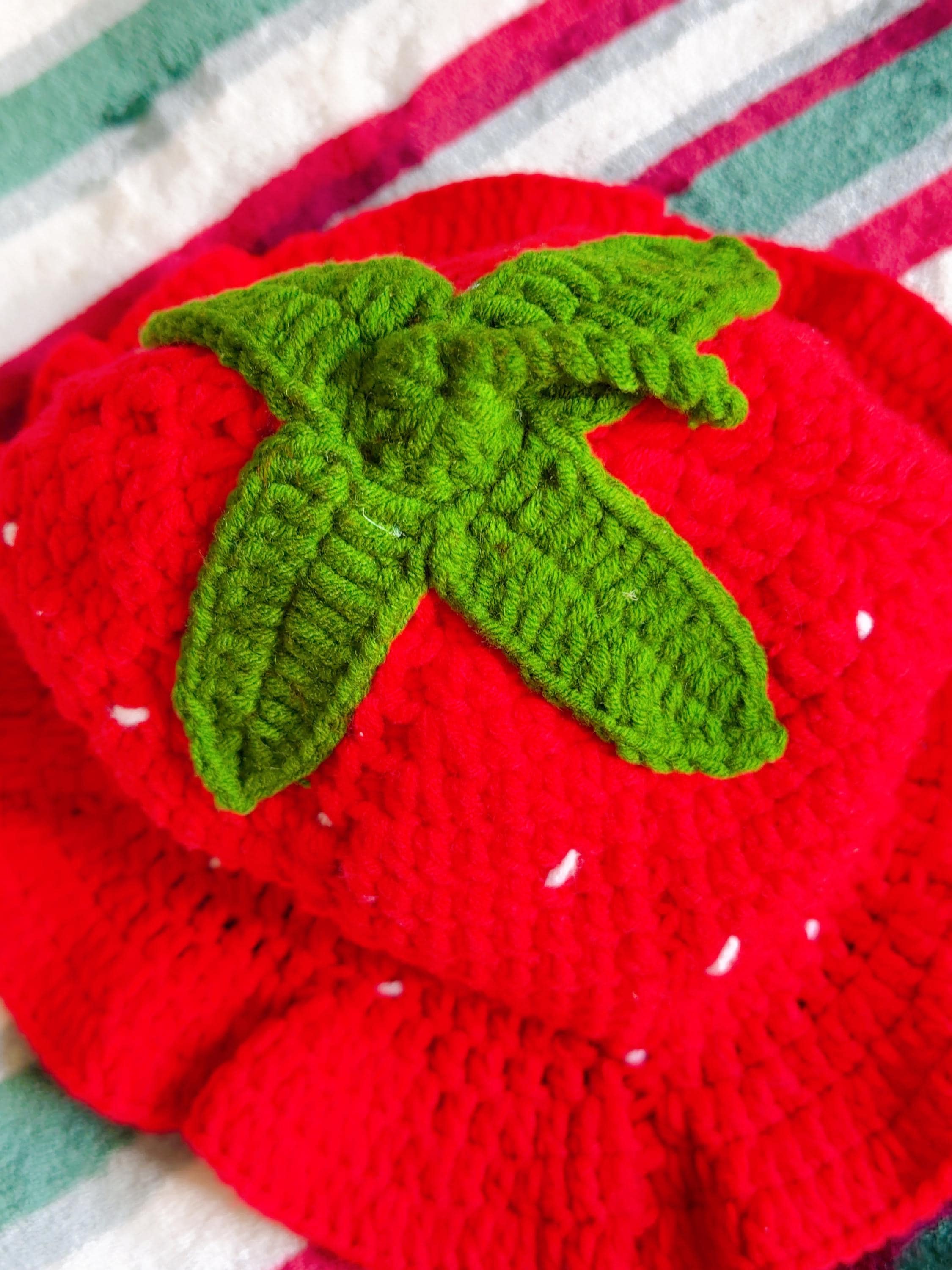Handmade Crochet Strawberry Bucket Hat, product photo 11