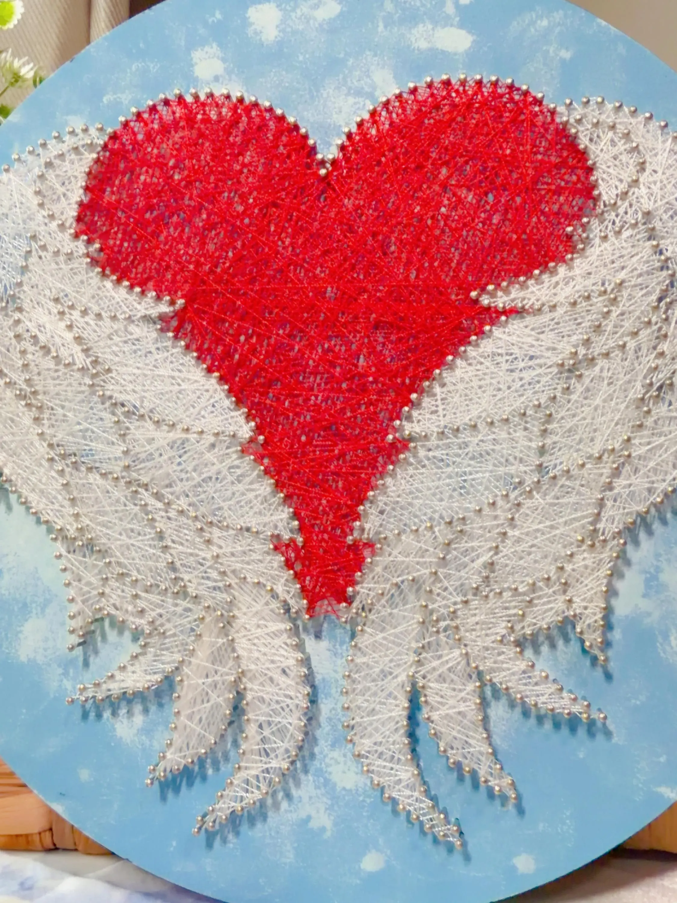 Angel Wings Heart String Art Wall Decor, product photo 9