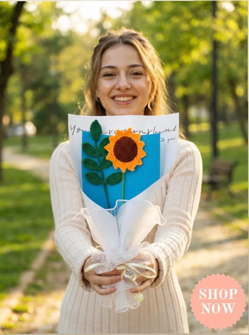 Handmade Crochet Sunflower Bouquet, product photo 1