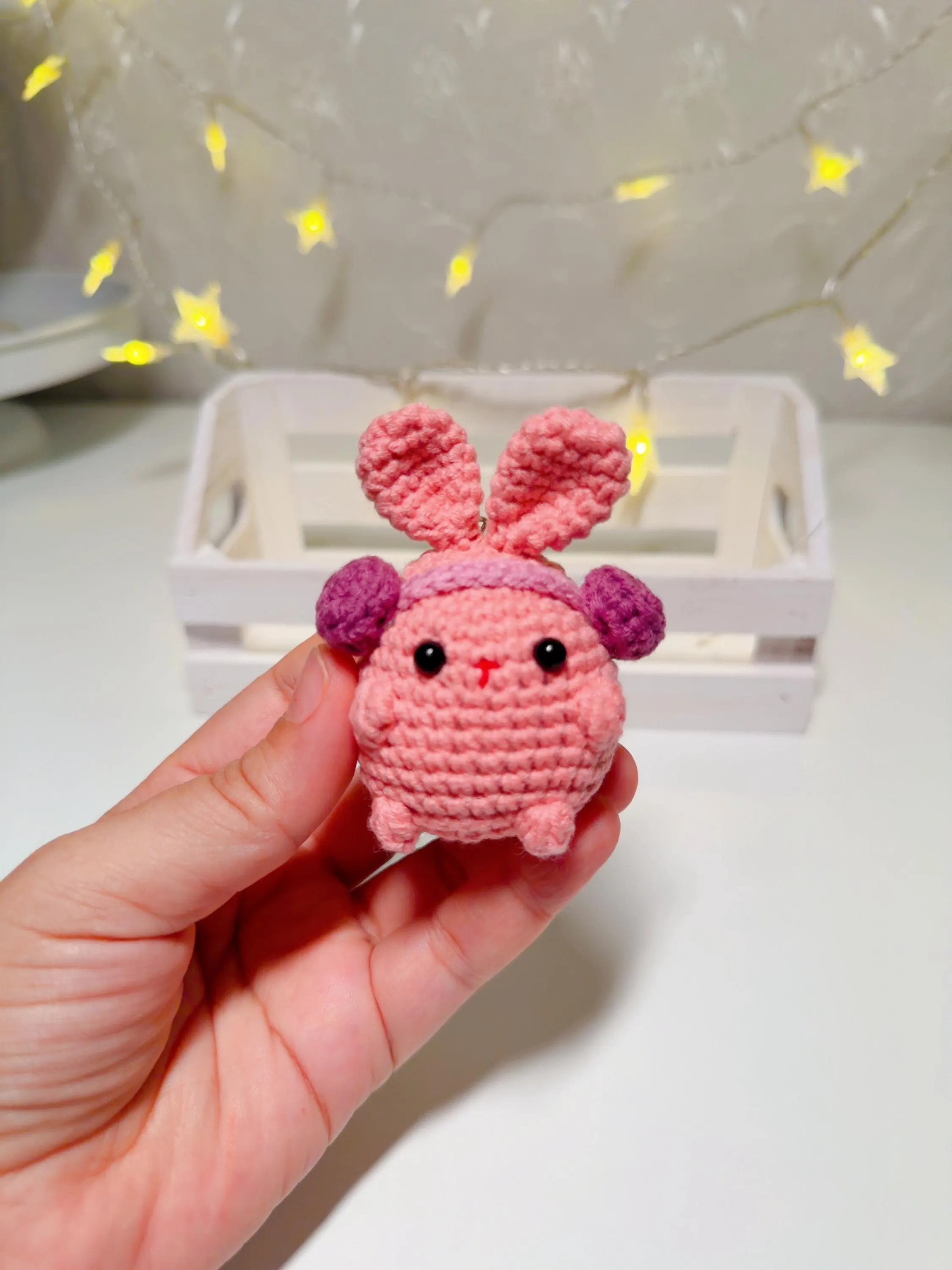 Handmade Crochet Bunny Keychain, product photo 12