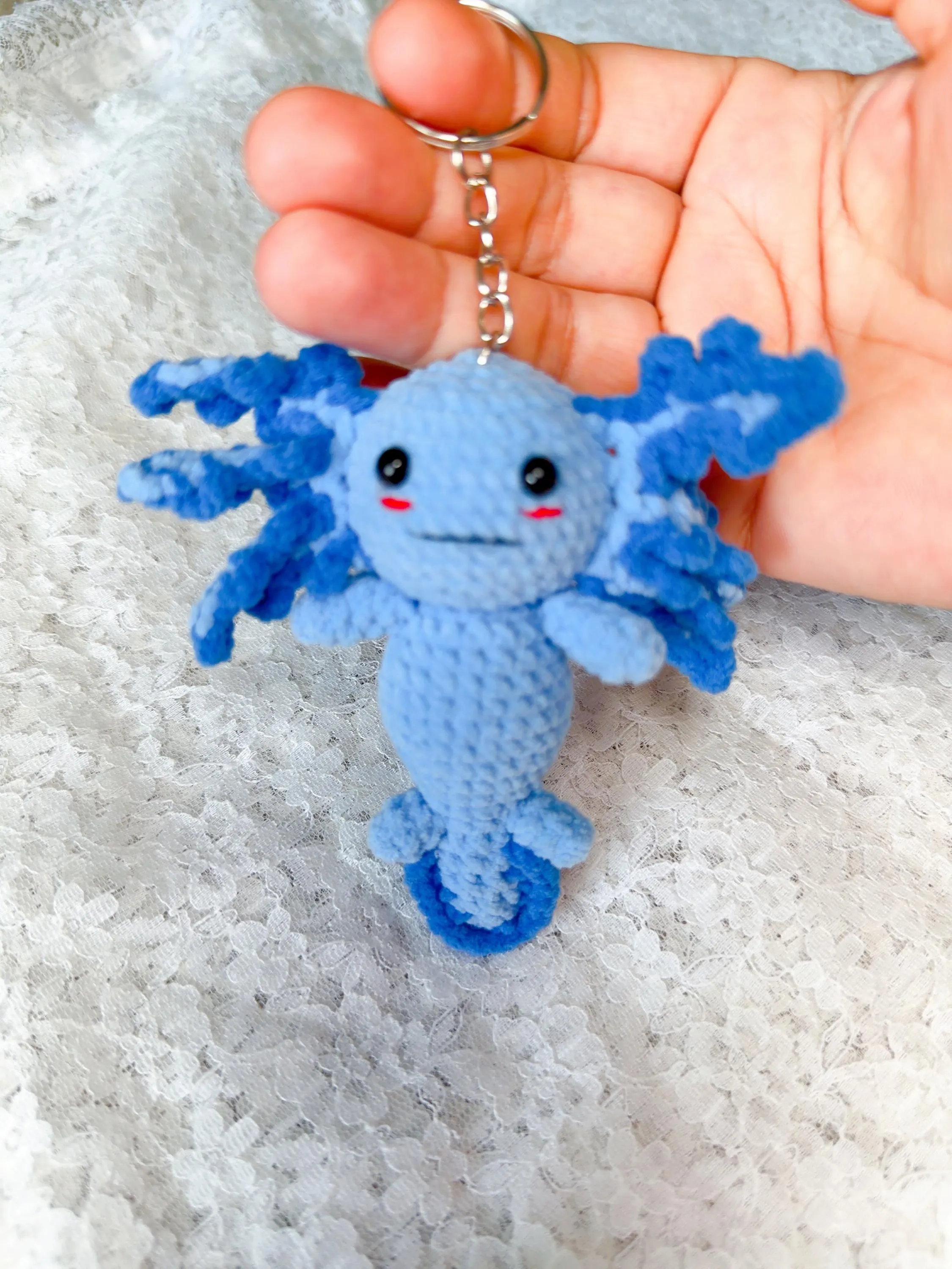 Crochet Axolotl Amigurumi Keychain, product photo 14