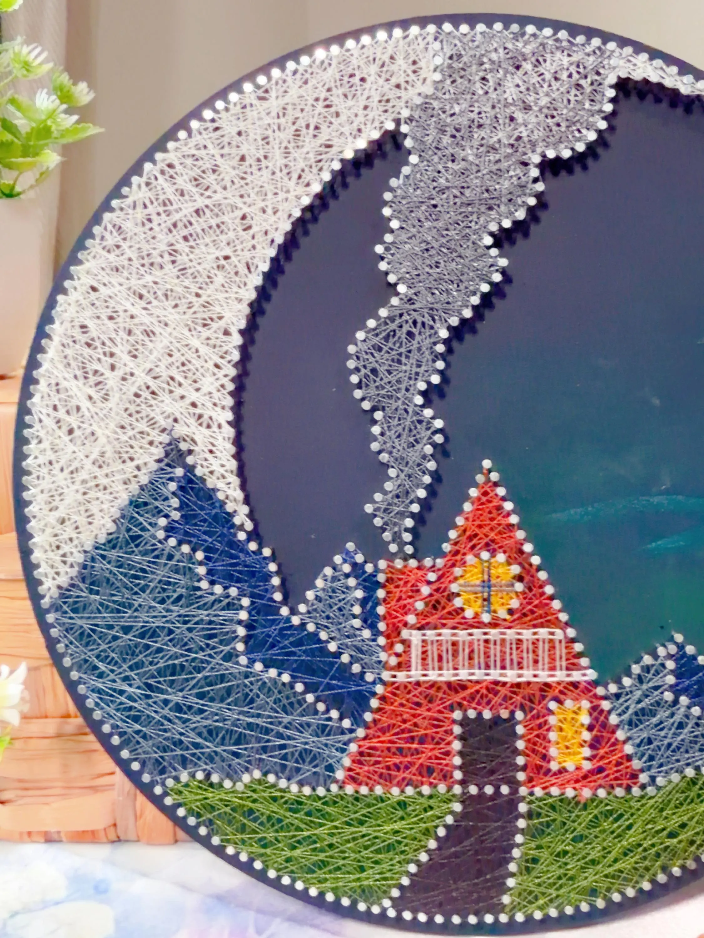 Handmade Mountain Cabin String Art, product photo 17
