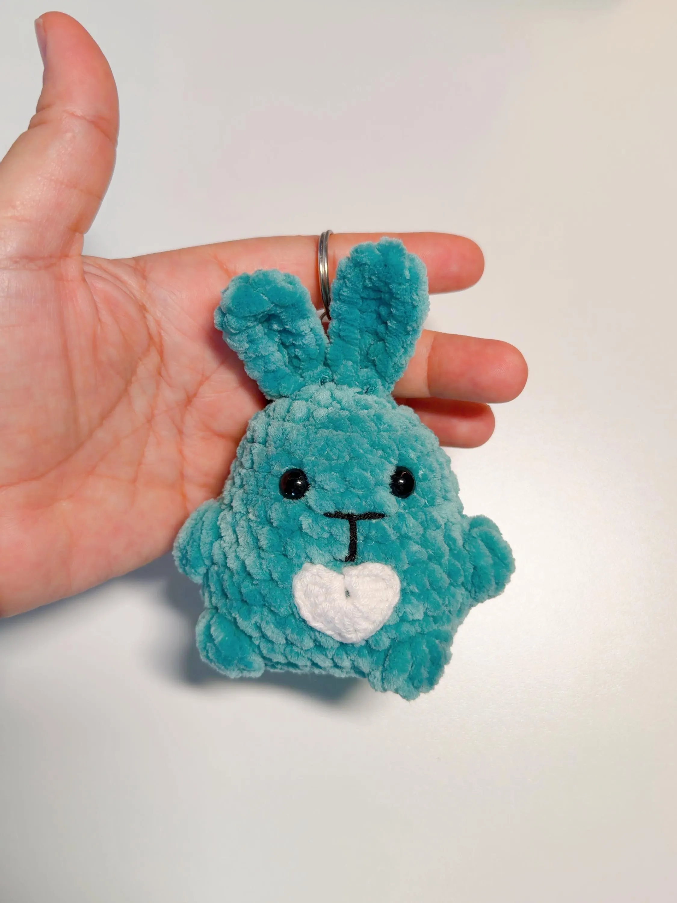 Crochet Strawberry Bunny Plush Keychain, product photo 22